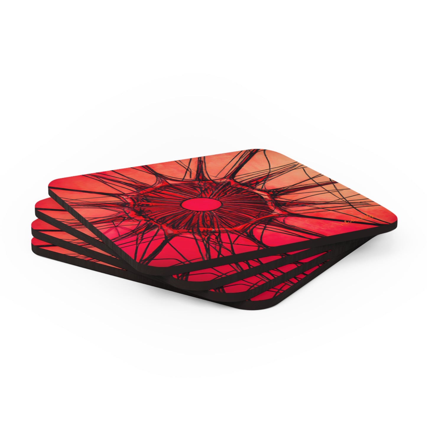 Elizabeth Rutherford - Magnetic Force, Abstractly - Corkwood Coaster Set of 4