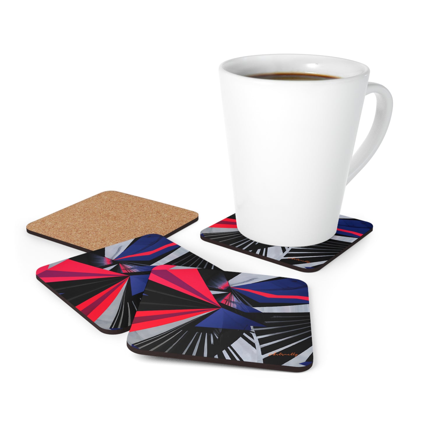 Helena Bruchner - Magnetic Force, Abstractly - Corkwood Coaster Set of 4