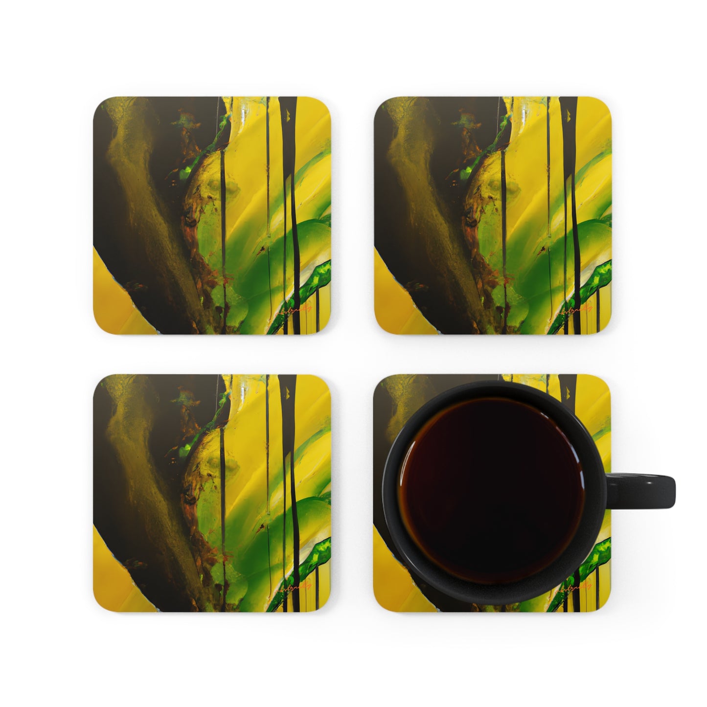 Quantum Aurelia Stone - Oxygen, Abstractly - Corkwood Coaster Set of 4