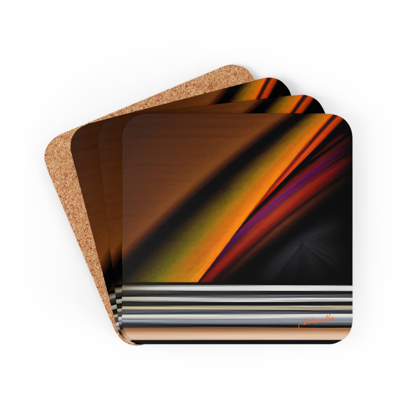 Rowan Abernathy - Spring Force, Abstractly - Corkwood Coaster Set of 4