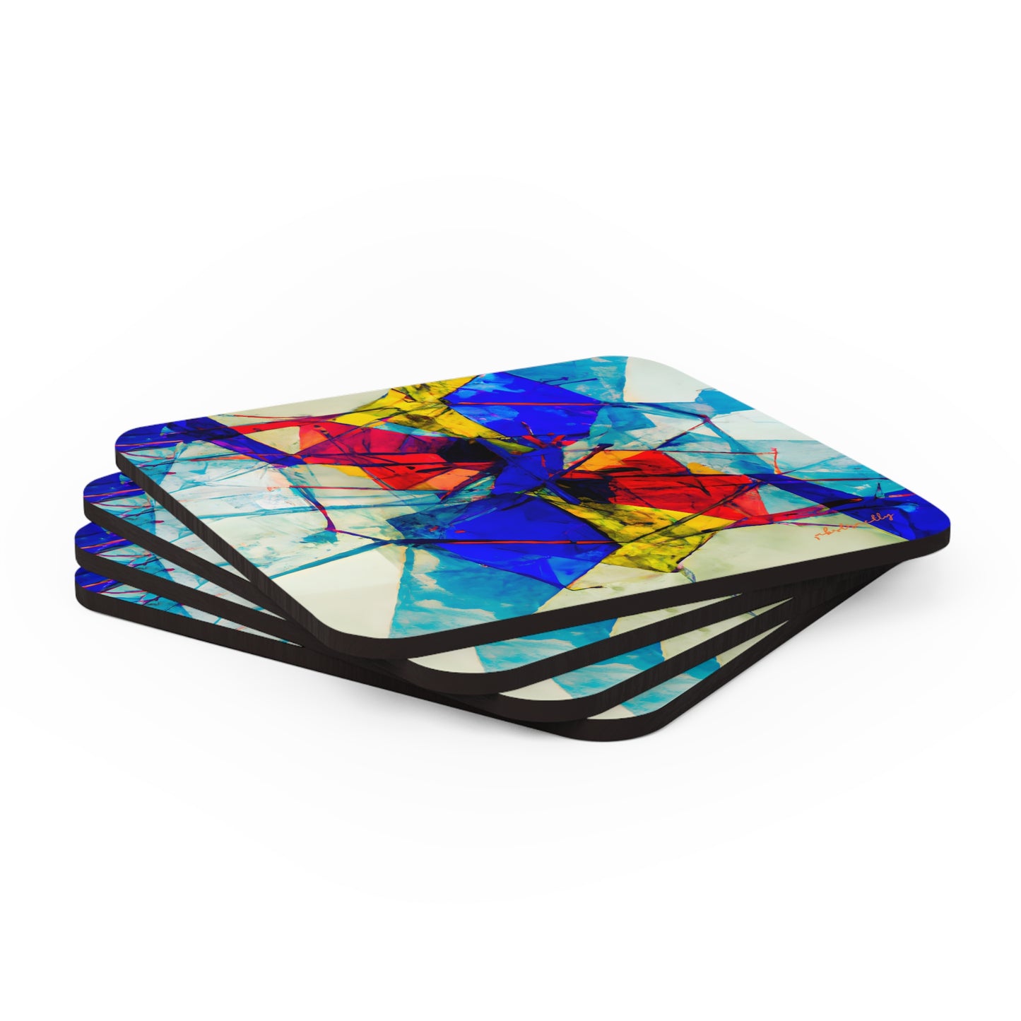 Geraldine Hallsworth - Tension Force, Abstractly - Corkwood Coaster Set of 4