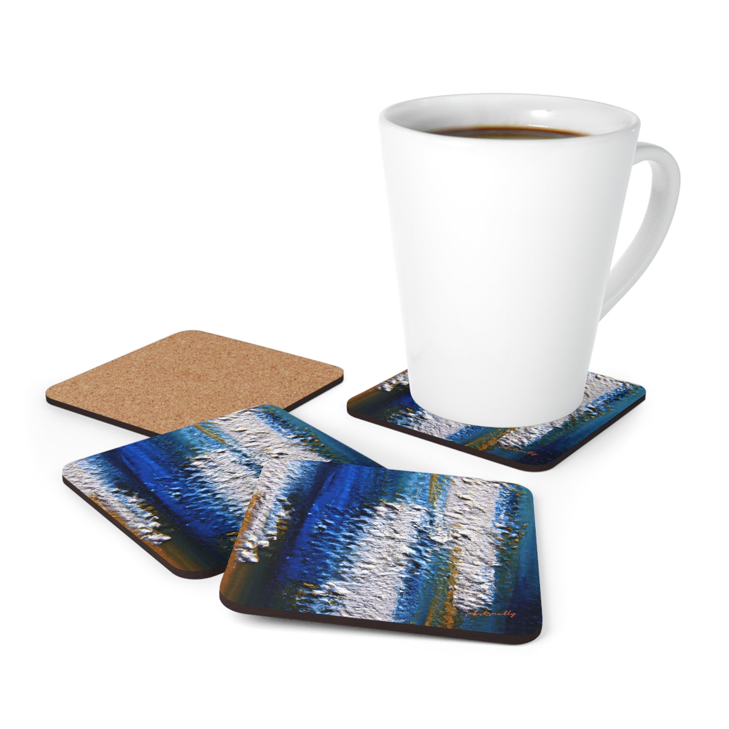 Crystalloxium Hydraflux - Chemistry, Abstractly - Corkwood Coaster Set of 4