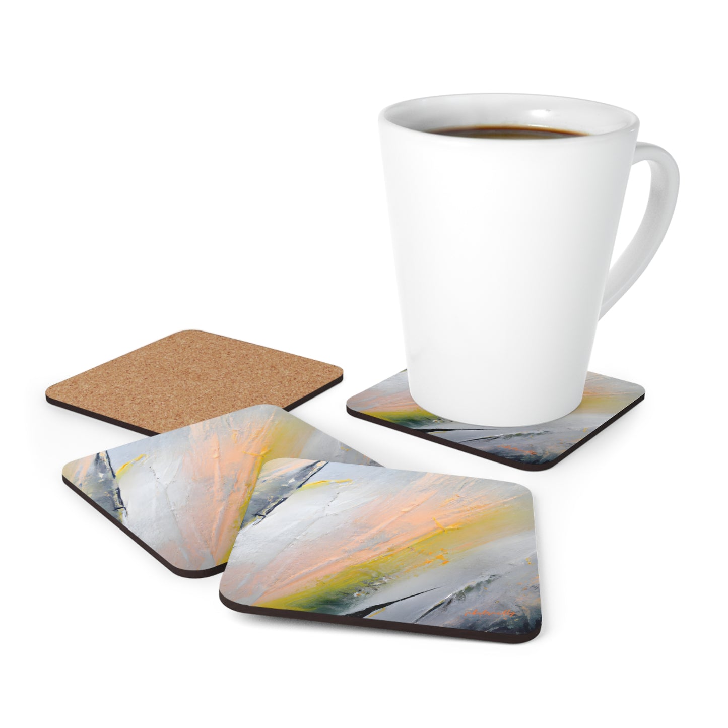 Astroflite Crystal - Aluminum, Abstractly - Corkwood Coaster Set of 4