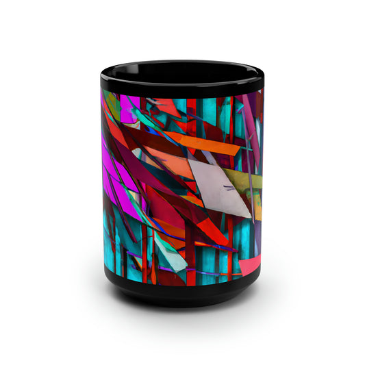 Iris Leonard - Electric Force, Abstractly - Black Ceramic Mug 15oz