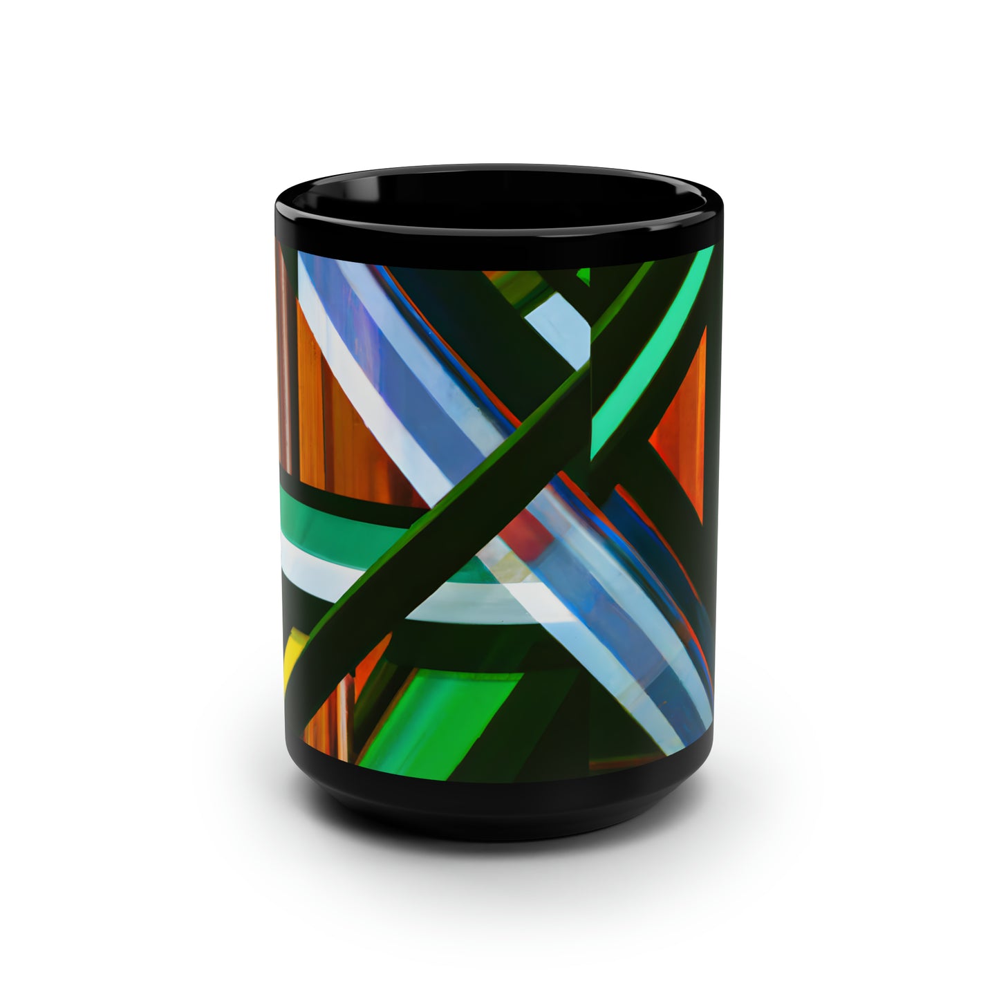 Chester Strauss - Friction Force, Abstractly - Black Ceramic Mug 15oz