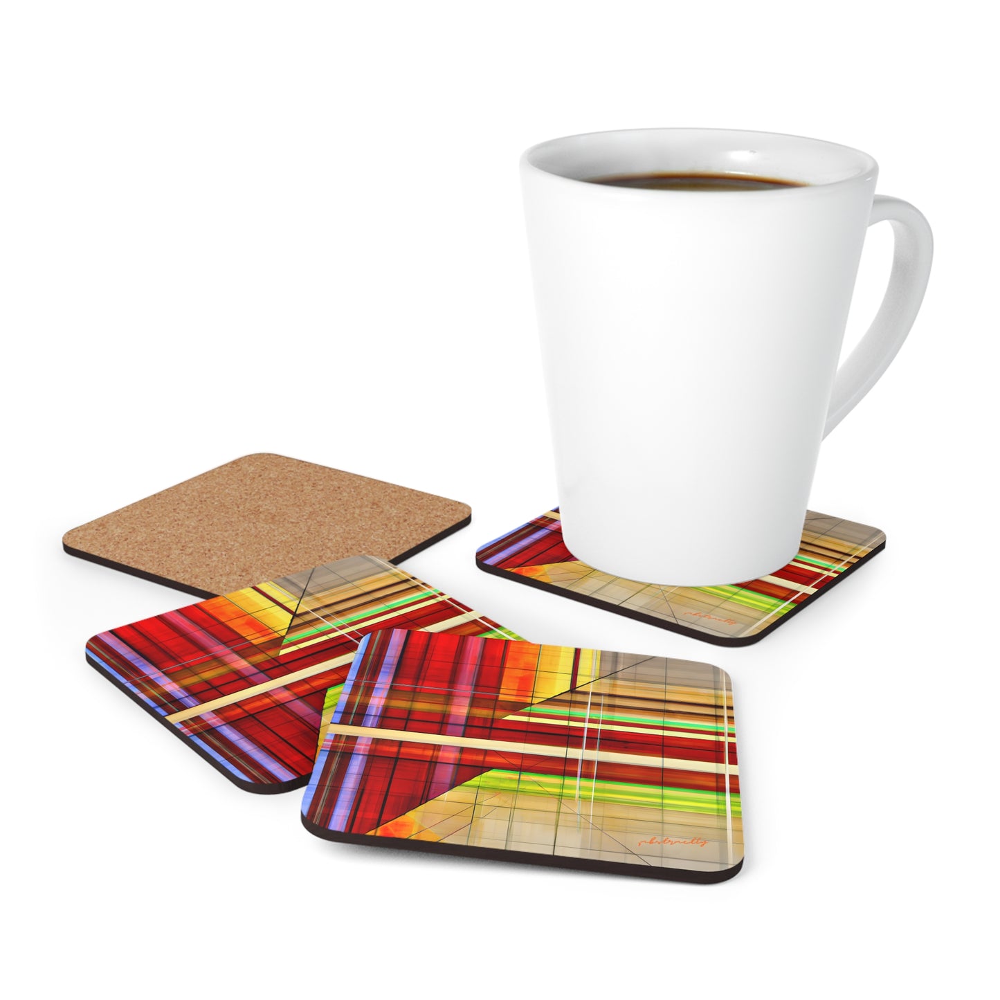 Evelyn Broadmore - Friction Force, Abstractly - Corkwood Coaster Set of 4