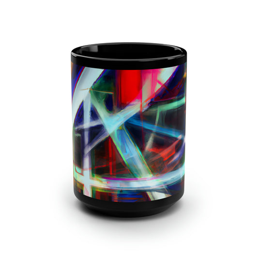 Leonard Kleinberg - Electric Force, Abstractly - Black Ceramic Mug 15oz