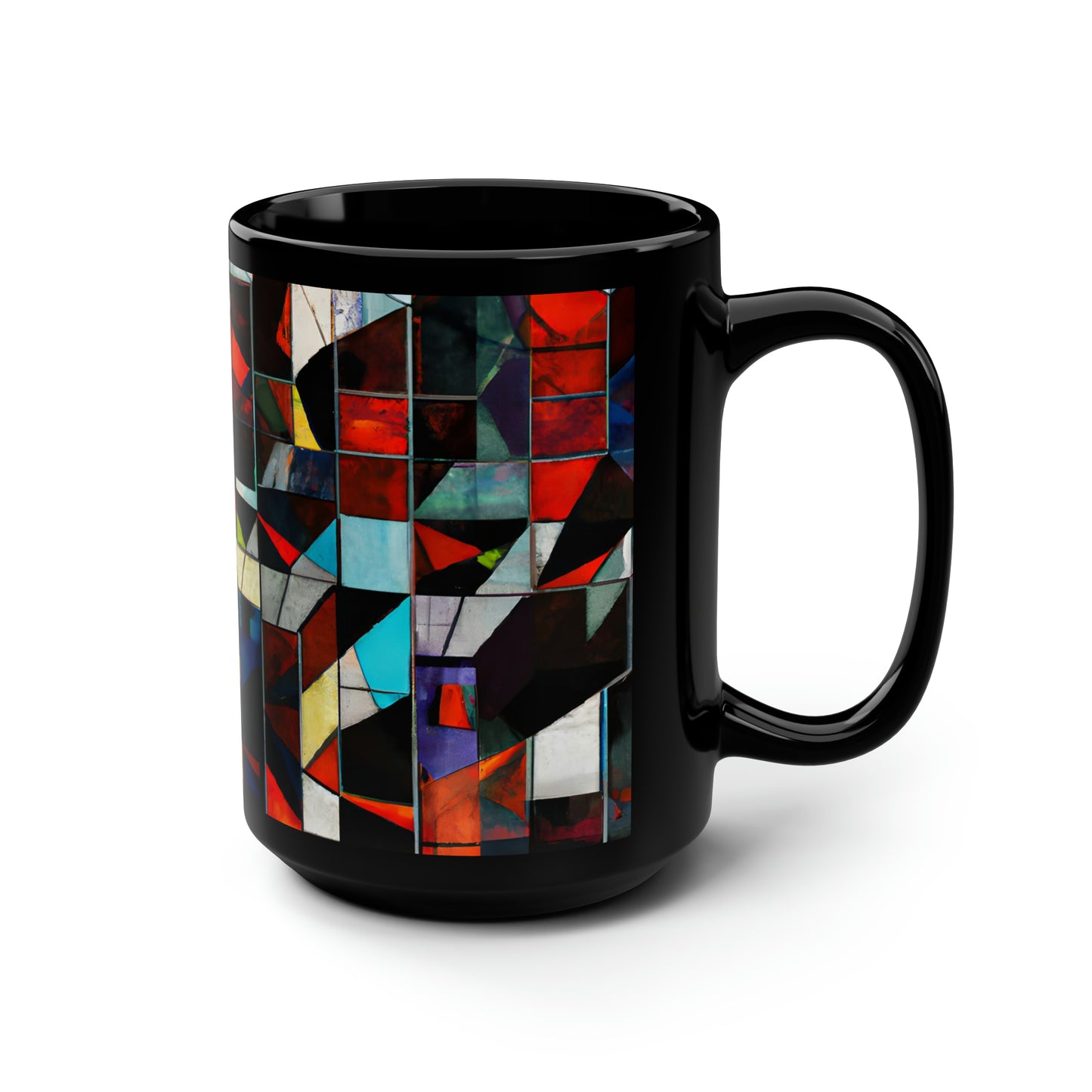 Maxine Cavanaugh - Friction Force, Abstractly - Black Ceramic Mug 15oz