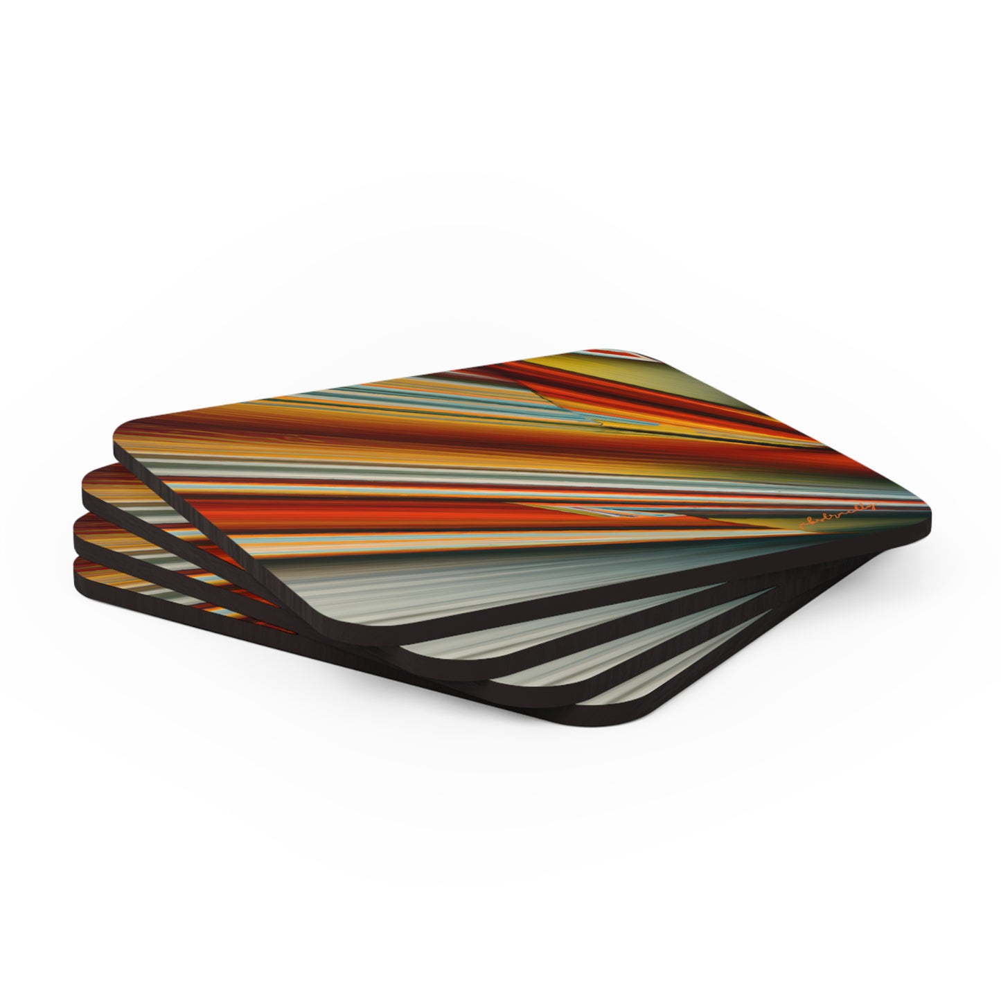 Melvin Strickland - Friction Force, Abstractly - Corkwood Coaster Set of 4