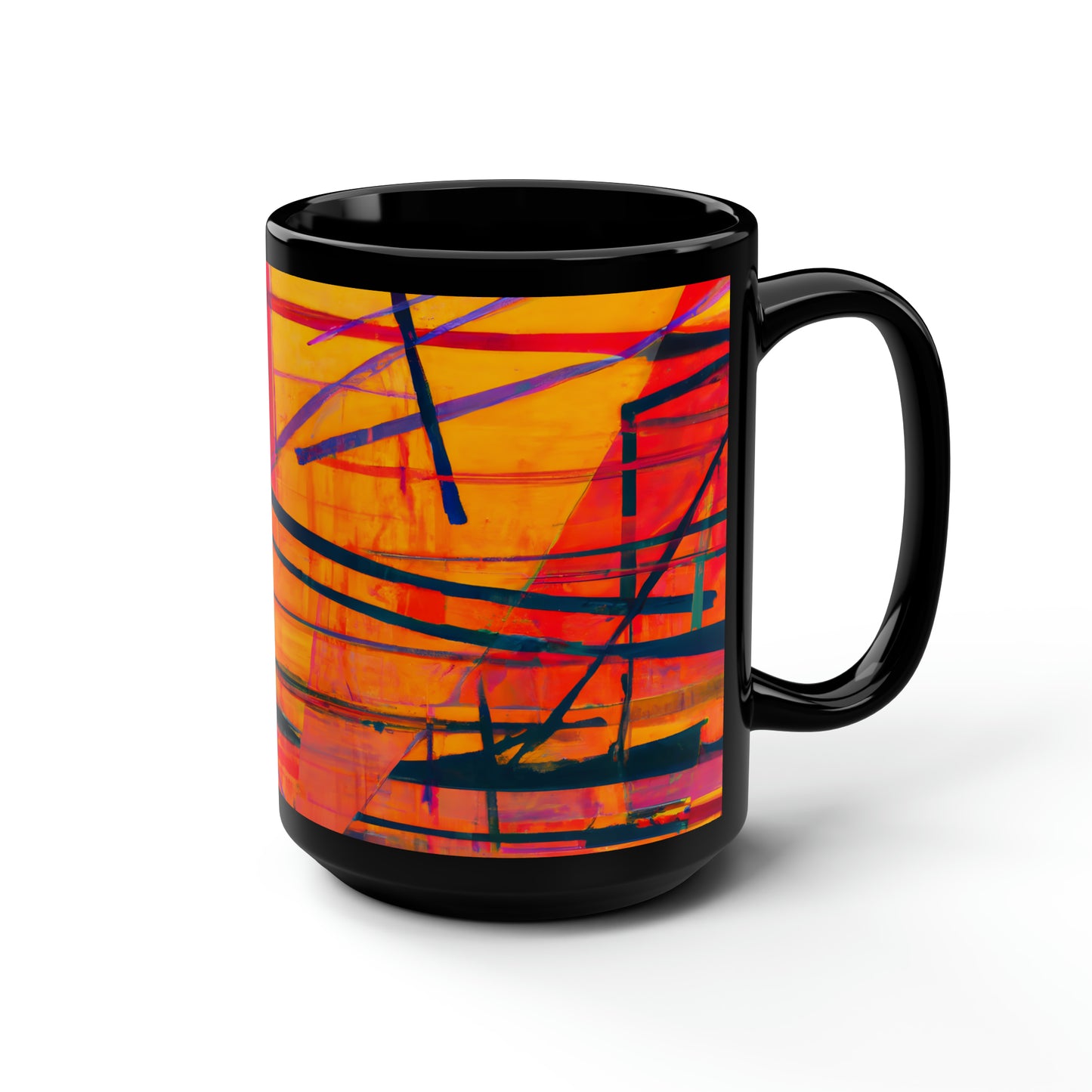 Alice Feldman - Electric Force, Abstractly - Black Ceramic Mug 15oz