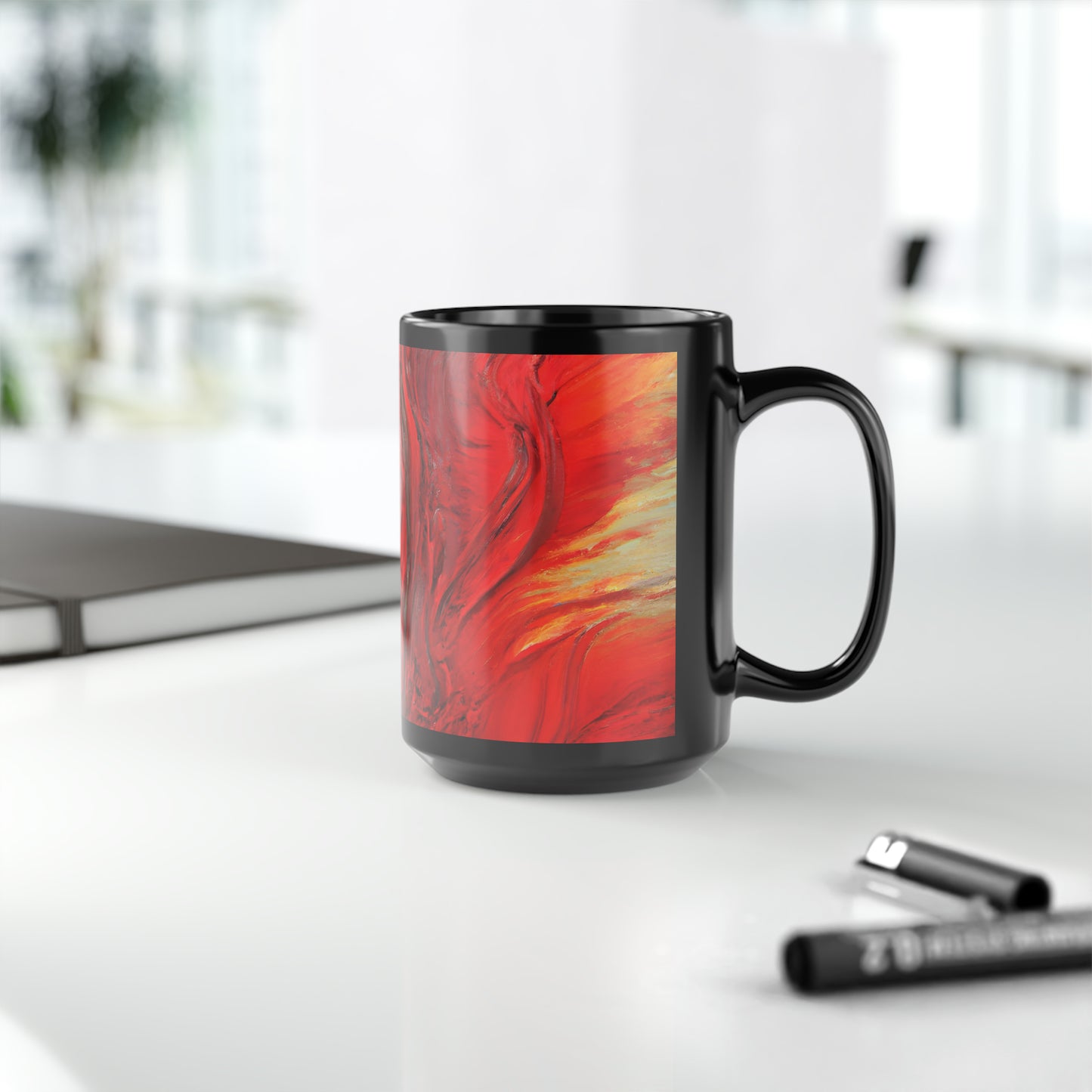 Luminous Neonite - Chemistry, Abstractly - Black Ceramic Mug 15oz