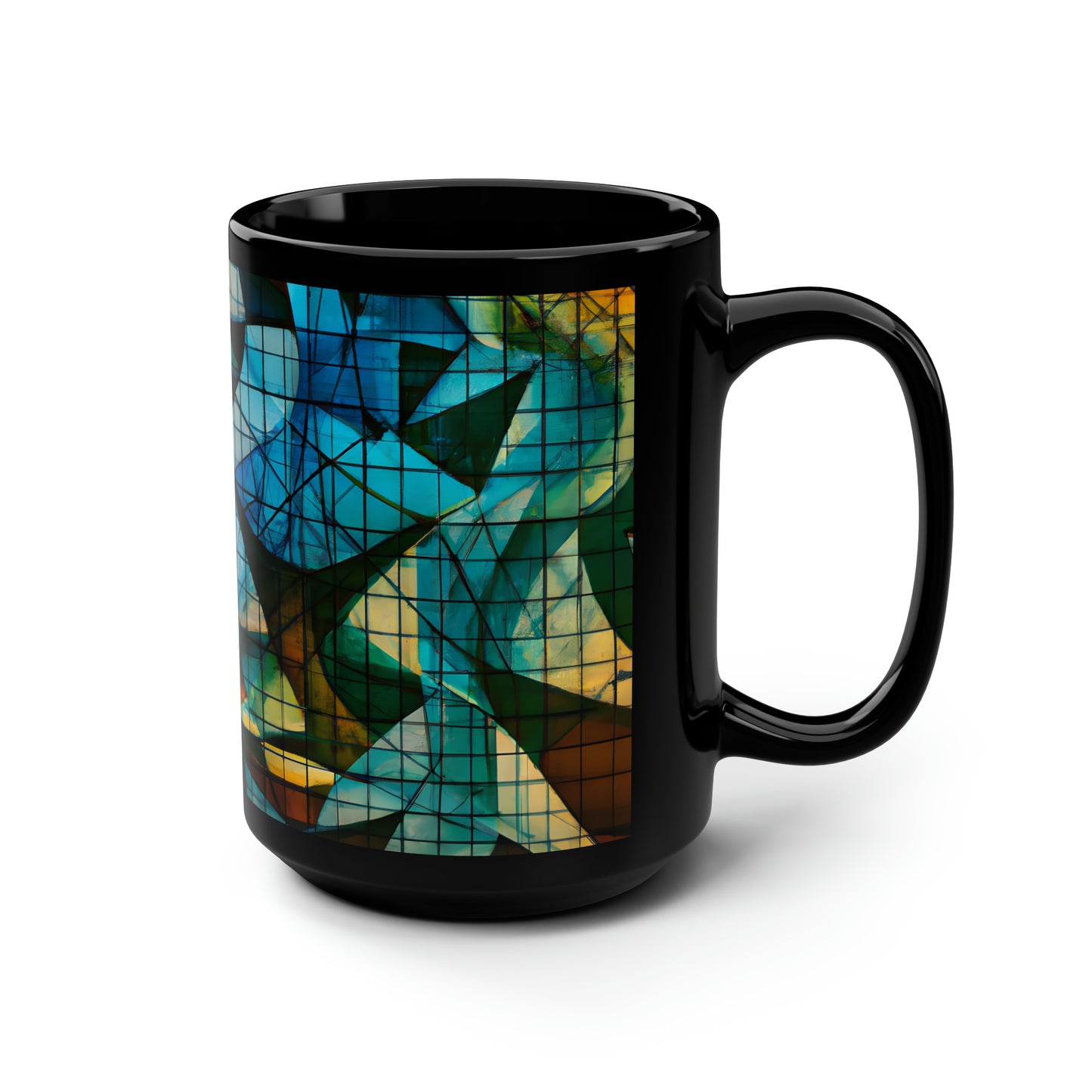 Janet Riggs - Applied Force, Abstractly - Black Ceramic Mug 15oz