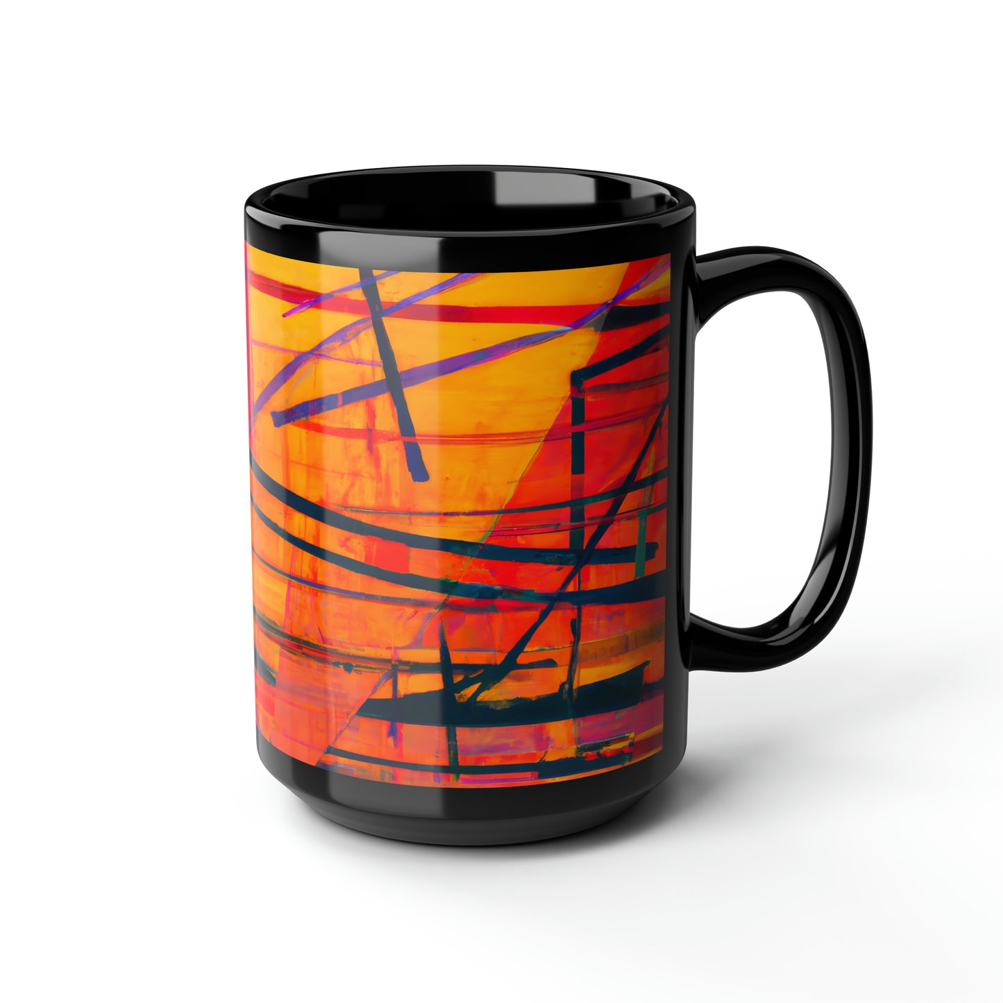 Alice Feldman - Electric Force, Abstractly - Black Ceramic Mug 15oz