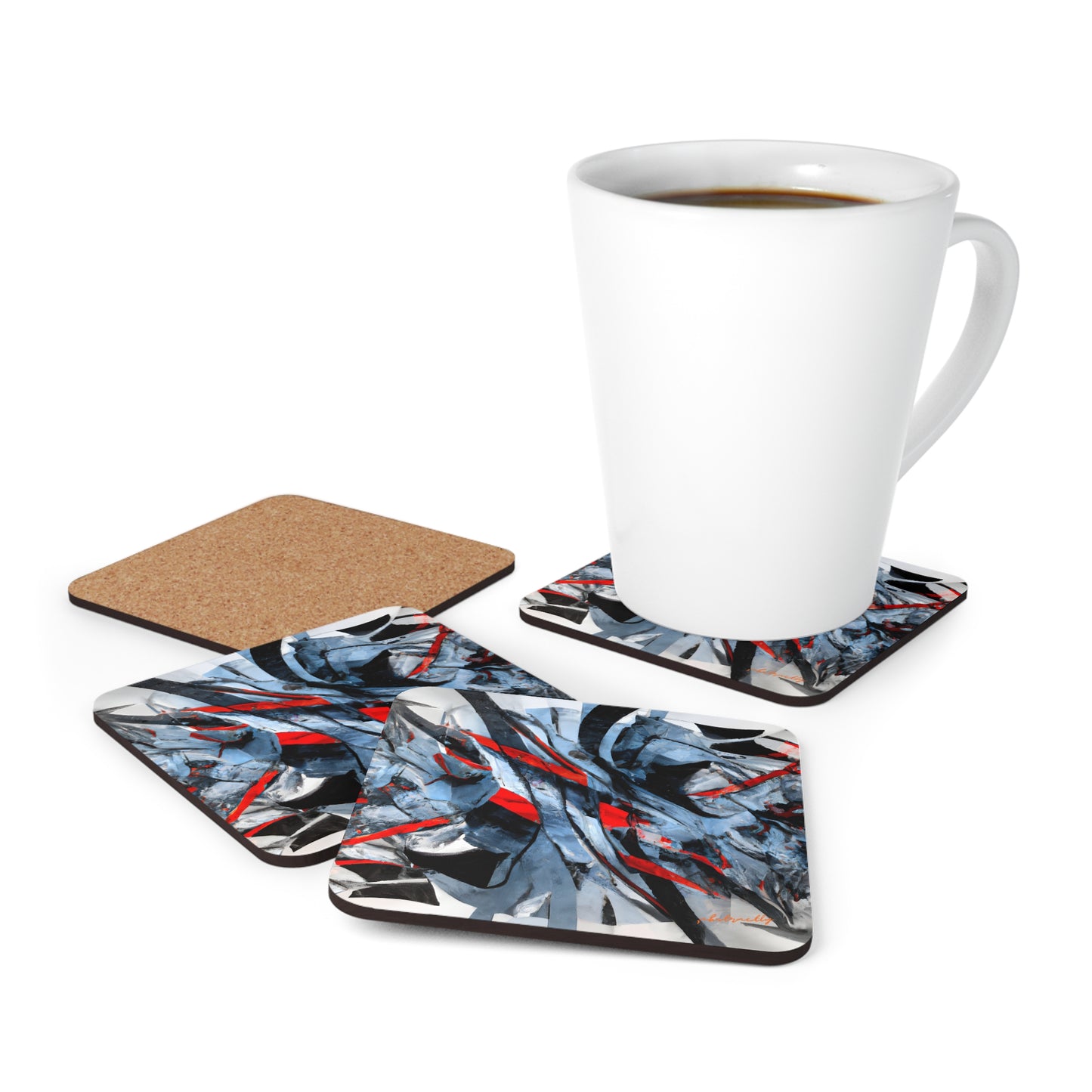 Elizabeth Rutherford - Applied Force, Abstractly - Corkwood Coaster Set of 4