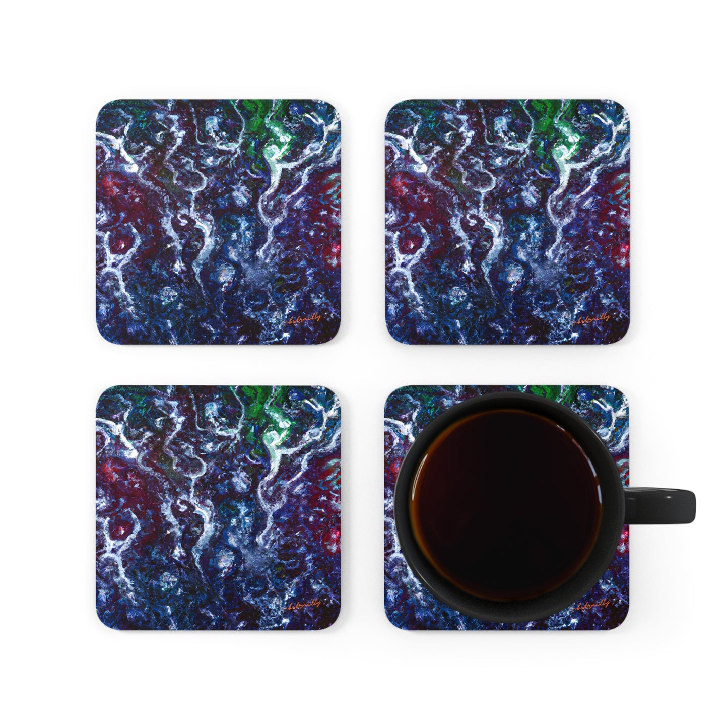 Violet Emission Oxide - Chemistry, Abstractly - Corkwood Coaster Set of 4