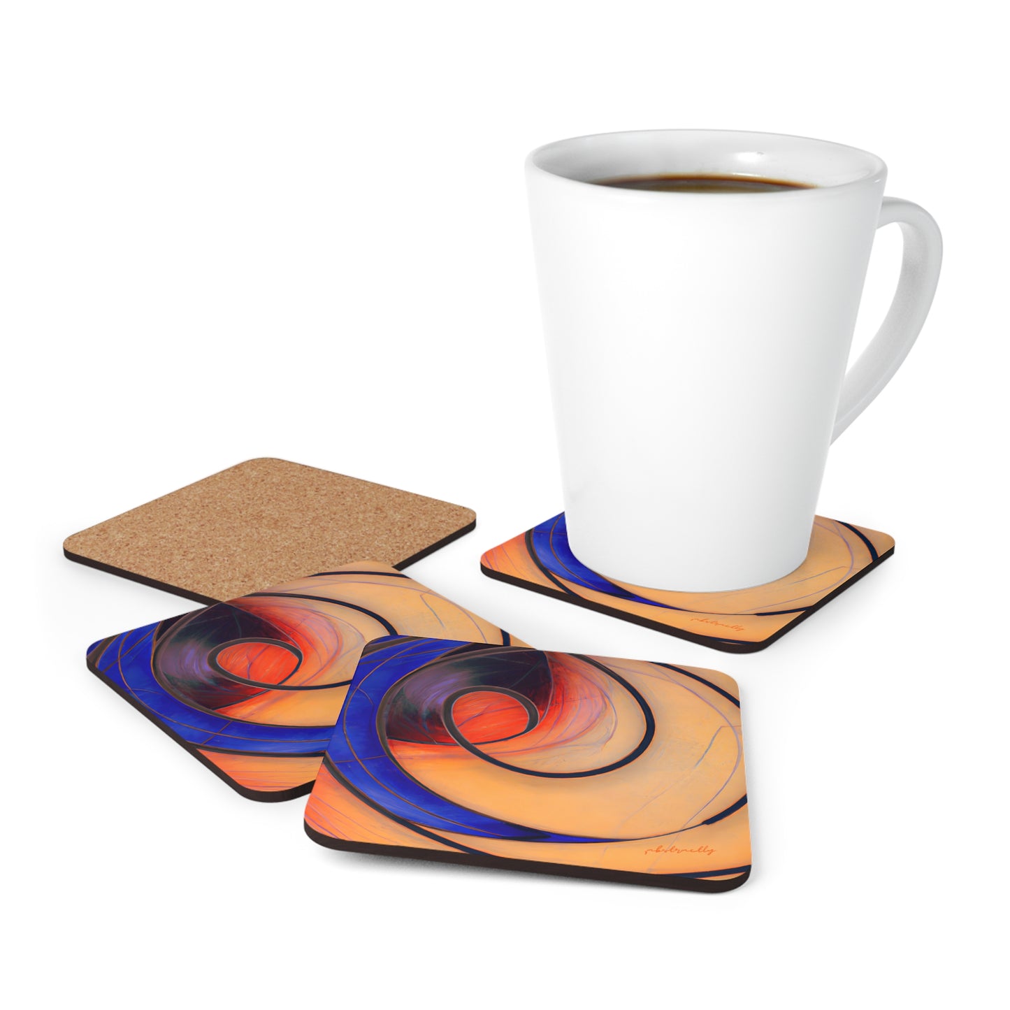 Marilyn Schwartz - Air Resistance Force, Abstractly - Corkwood Coaster Set of 4