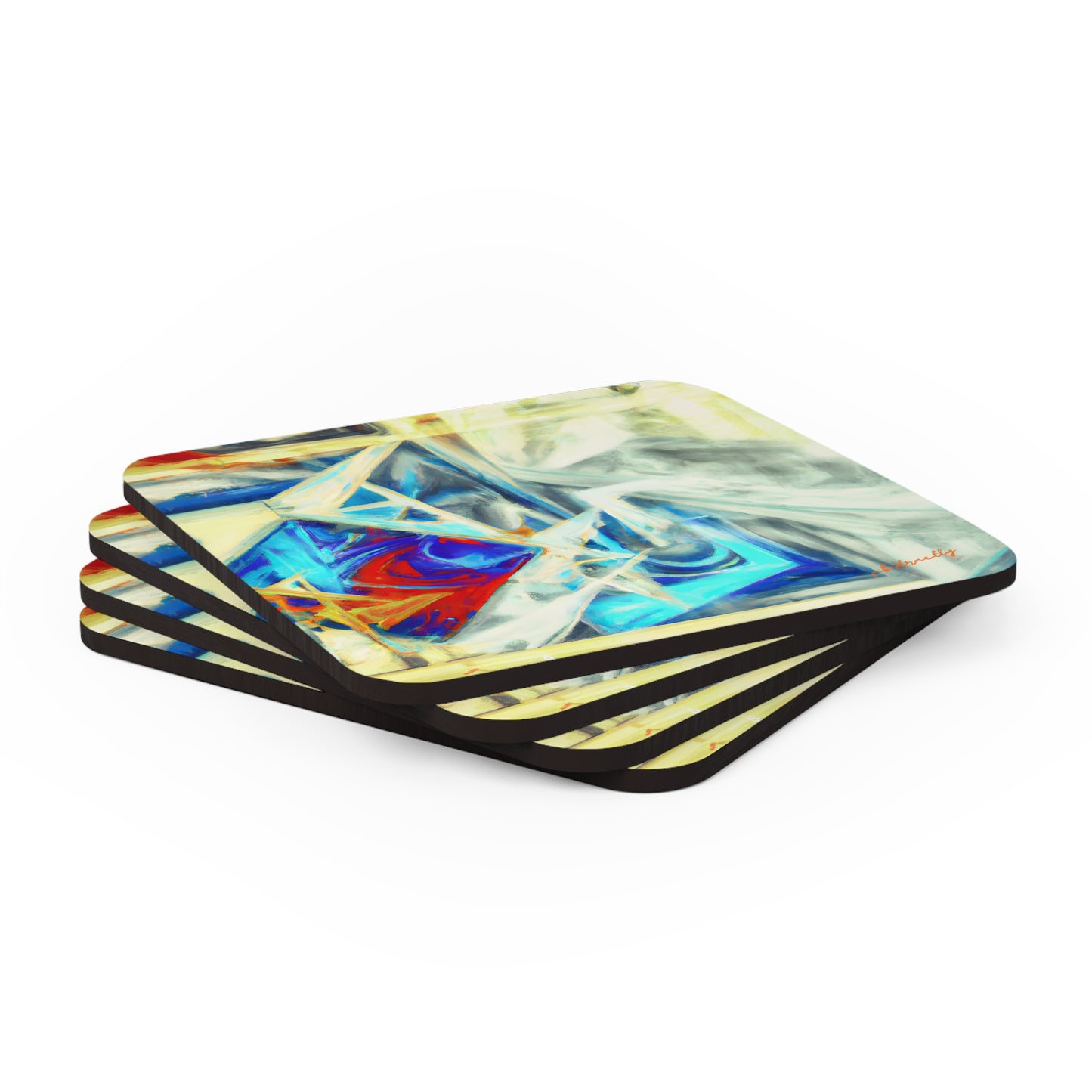 Clarissa Bohm - Electromagnetic Force, Abstractly - Corkwood Coaster Set of 4