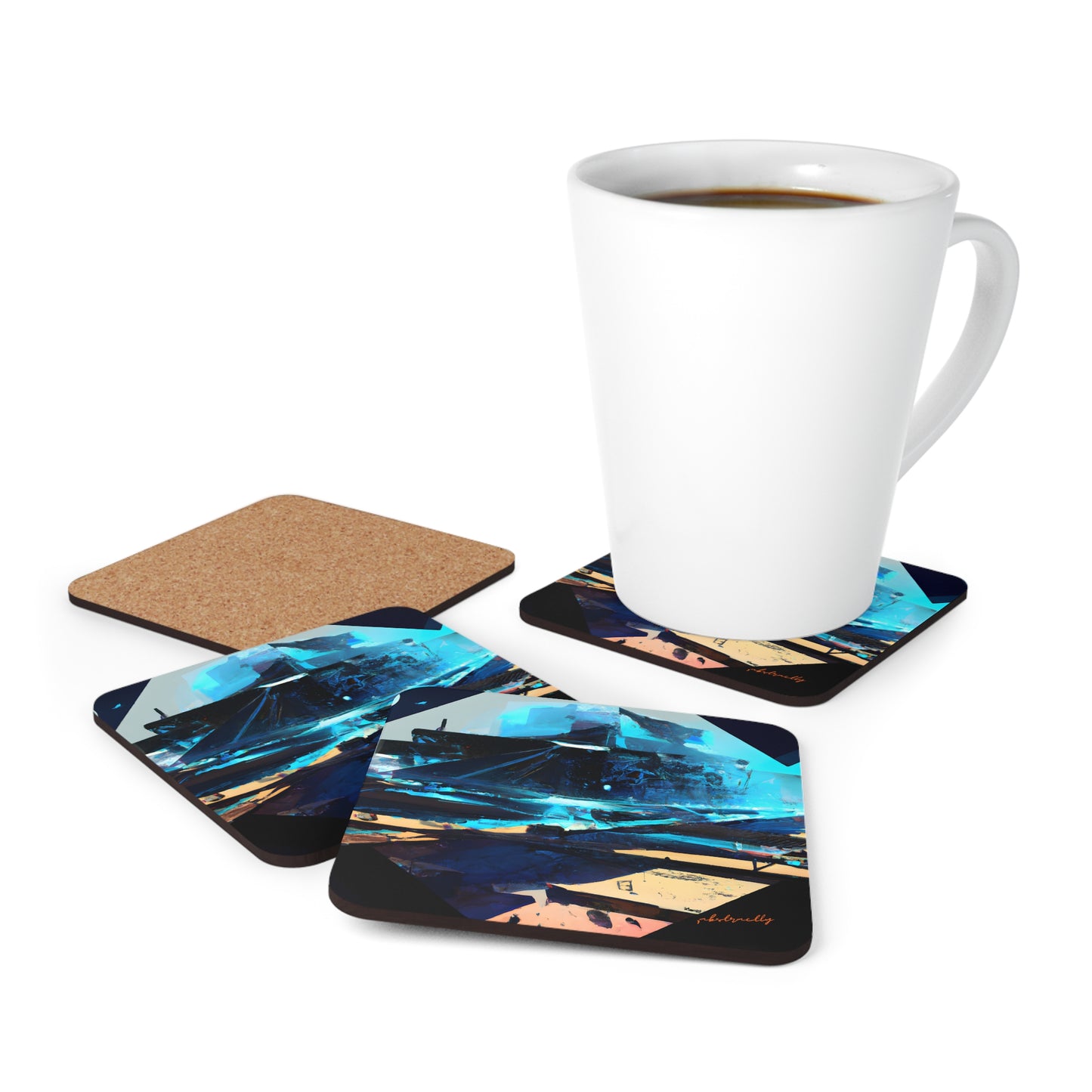 Glacier Capital - Interest, Abstractly - Corkwood Coaster Set of 4