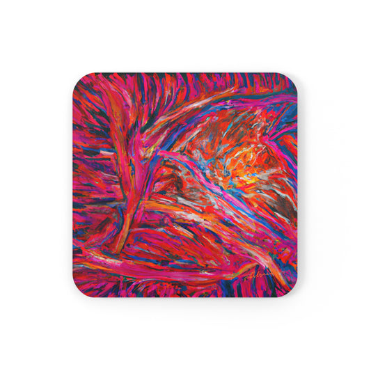 Solarian Crystal Prism - Neon, Abstractly - Corkwood Coaster Set of 4