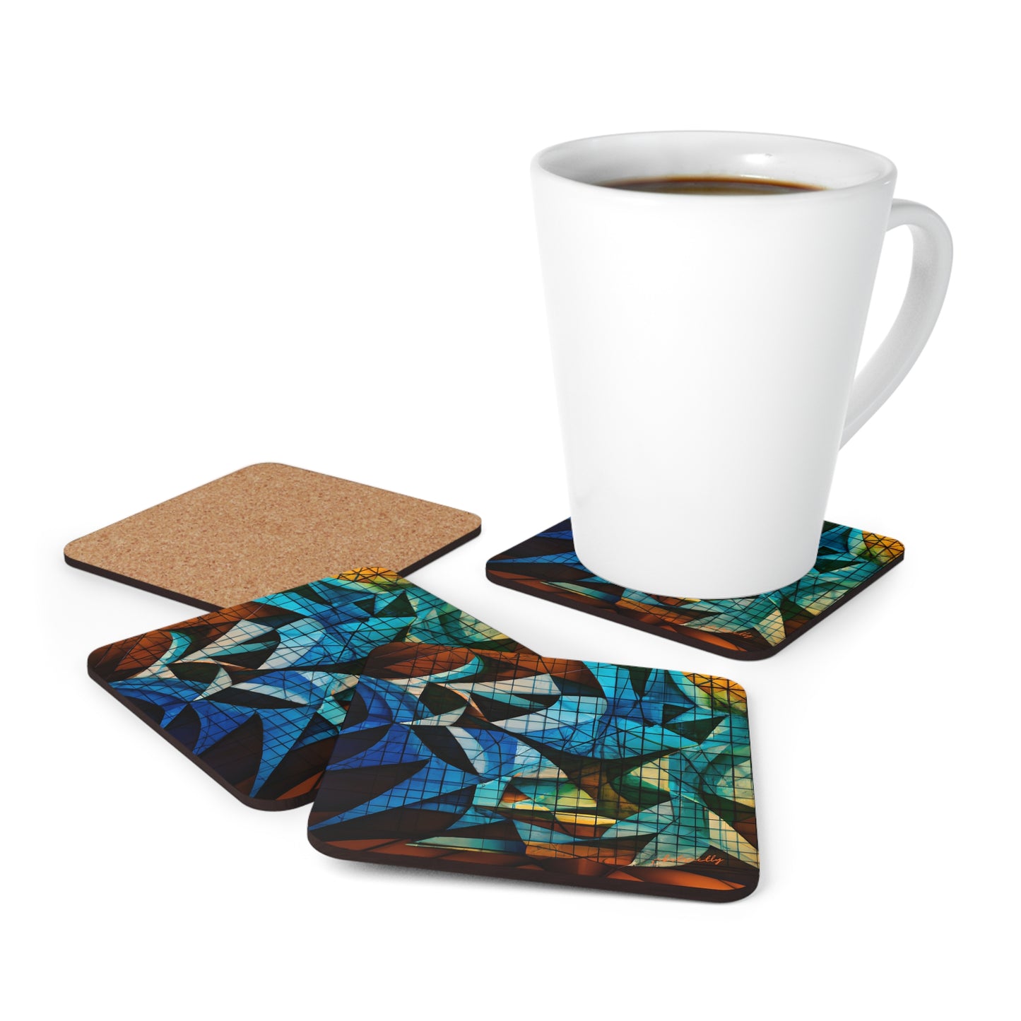 Janet Riggs - Applied Force, Abstractly - Corkwood Coaster Set of 4