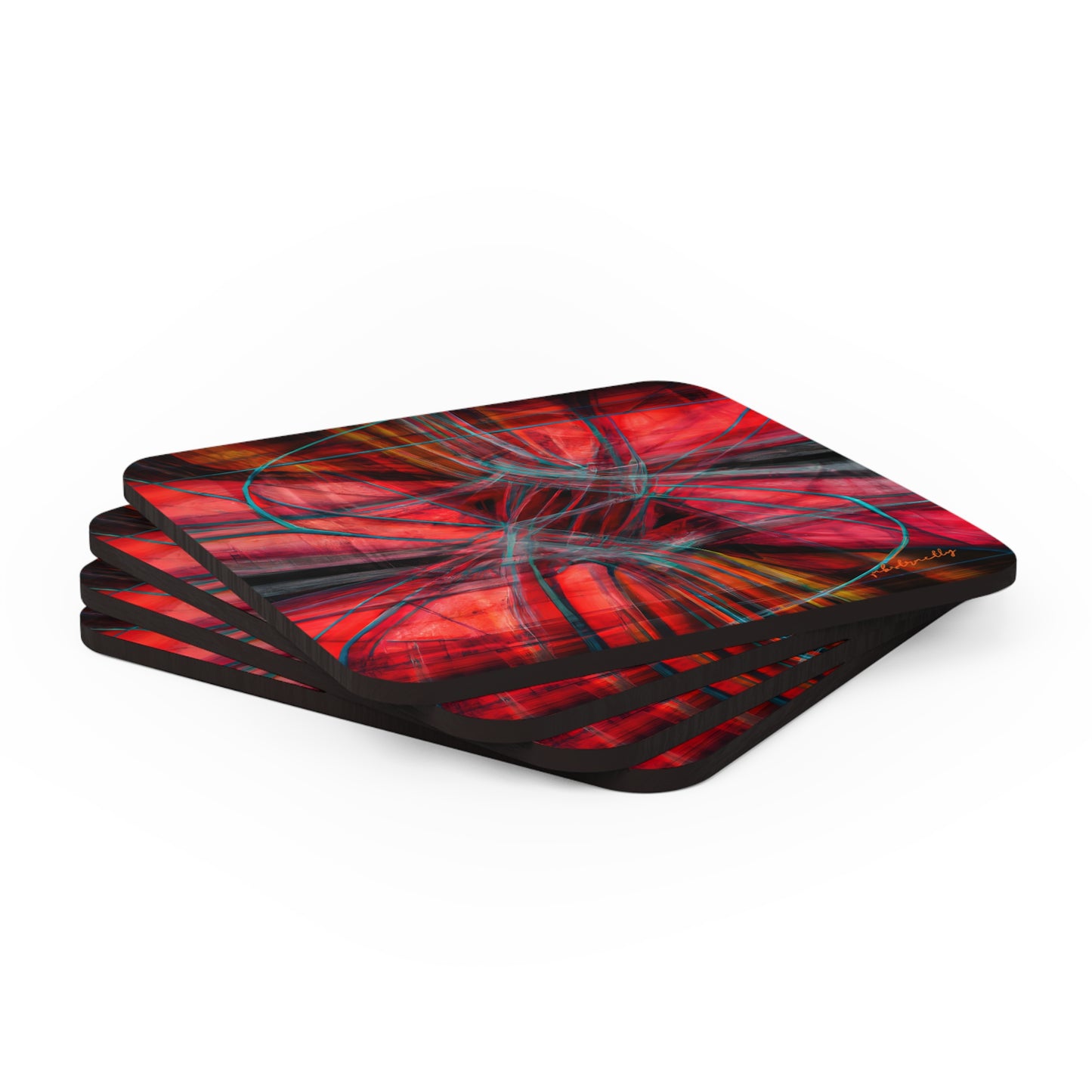 Lois Strauss - Electromagnetic Force, Abstractly - Corkwood Coaster Set of 4