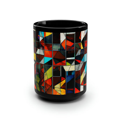 Maxine Cavanaugh - Friction Force, Abstractly - Black Ceramic Mug 15oz