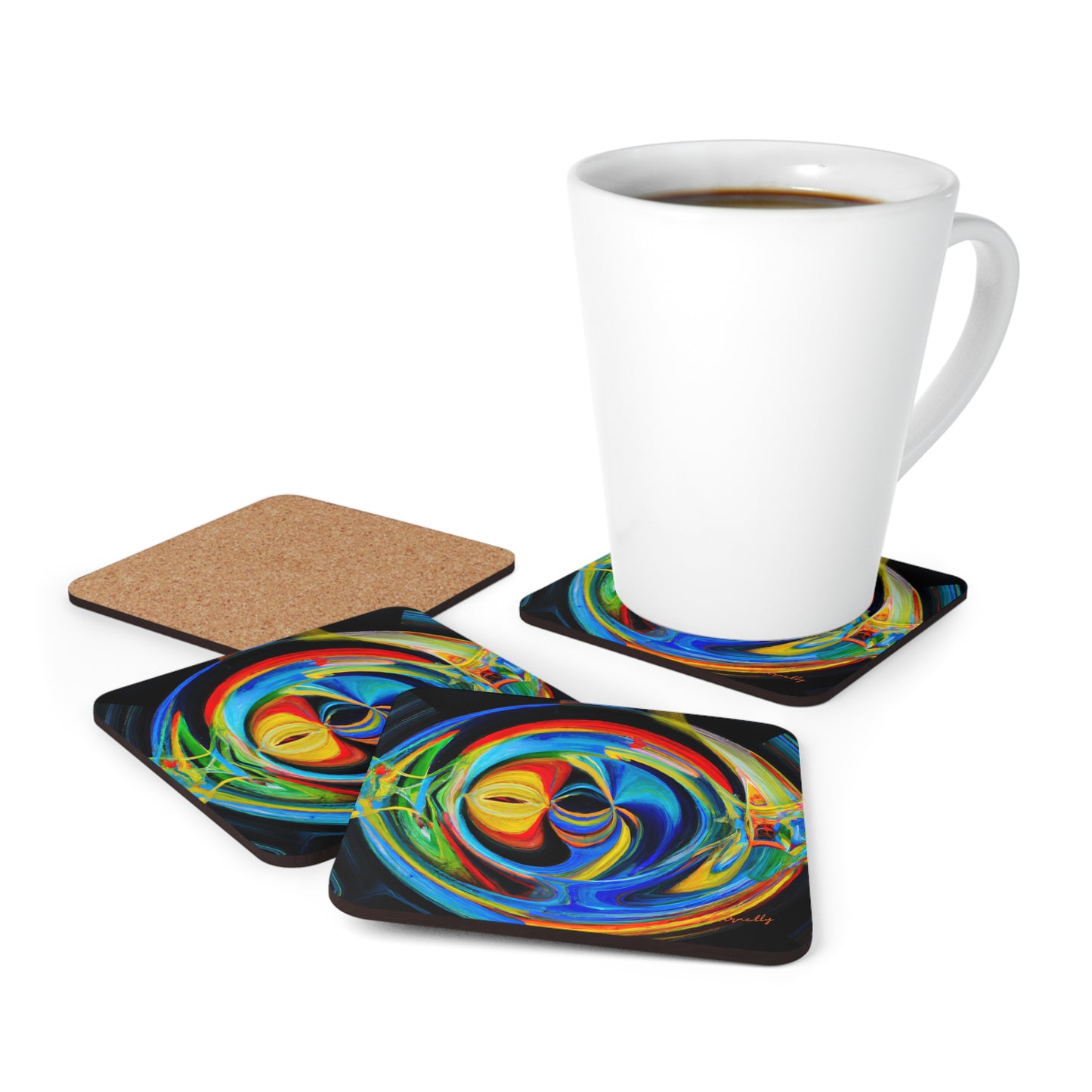 Clarence Strickland - Electric Force, Abstractly - Corkwood Coaster Set of 4