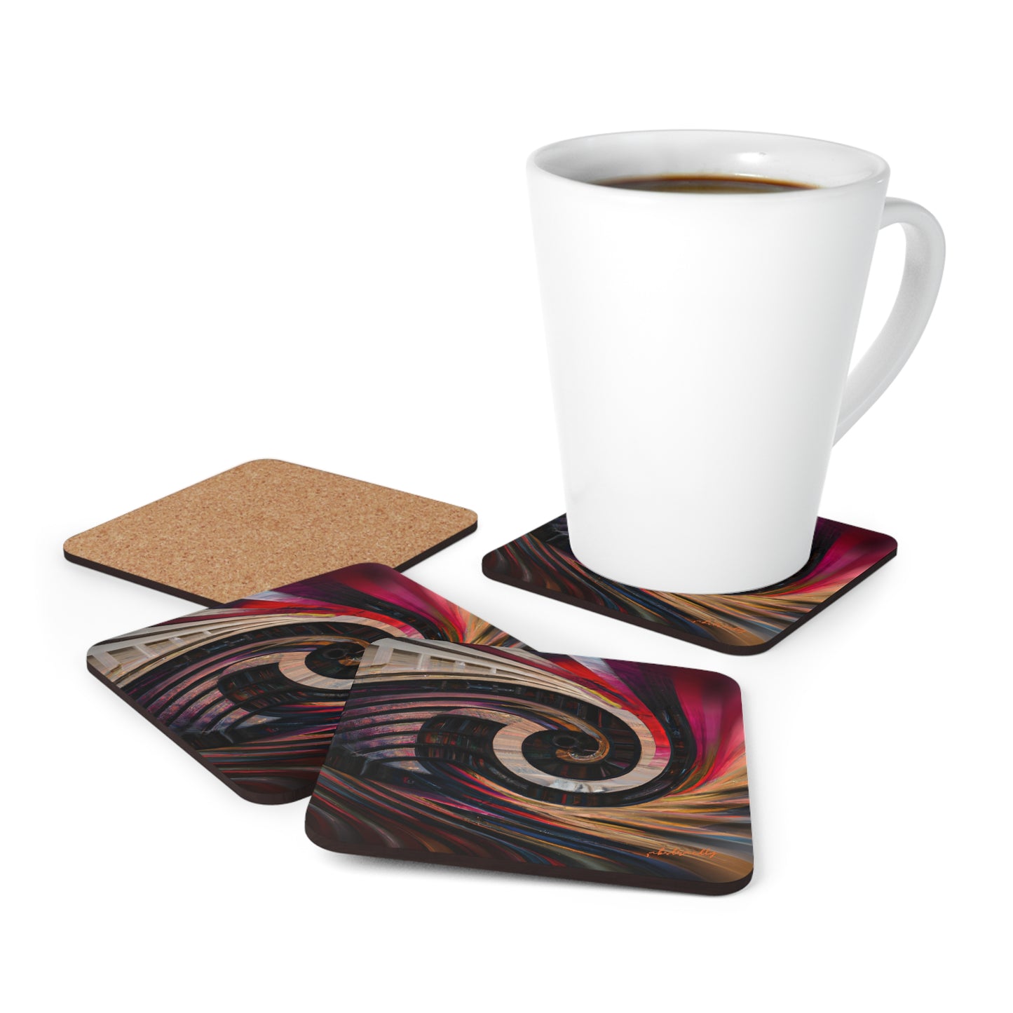 George Strickland - Gravity Force, Abstractly - Corkwood Coaster Set of 4