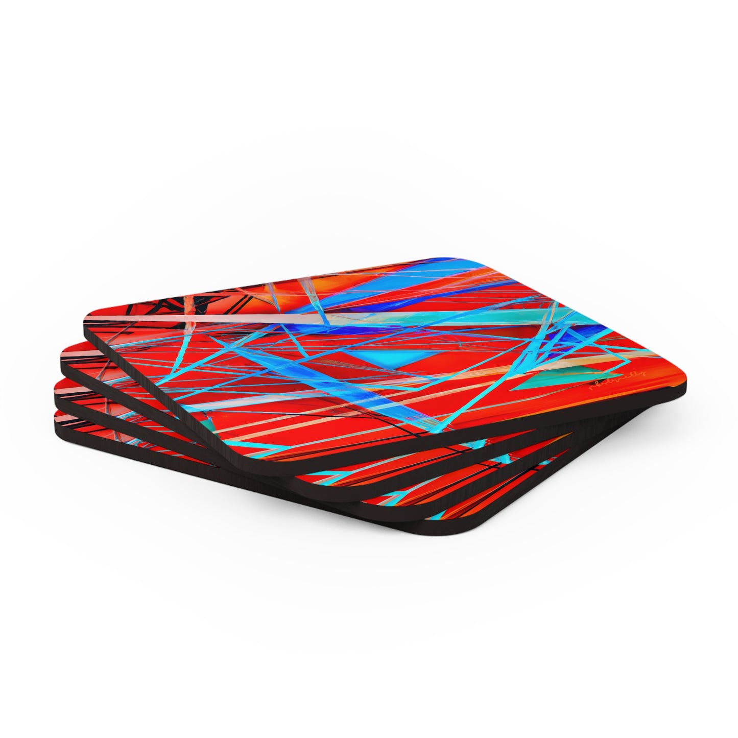 Darlene Roessler - Electric Force, Abstractly - Corkwood Coaster Set of 4