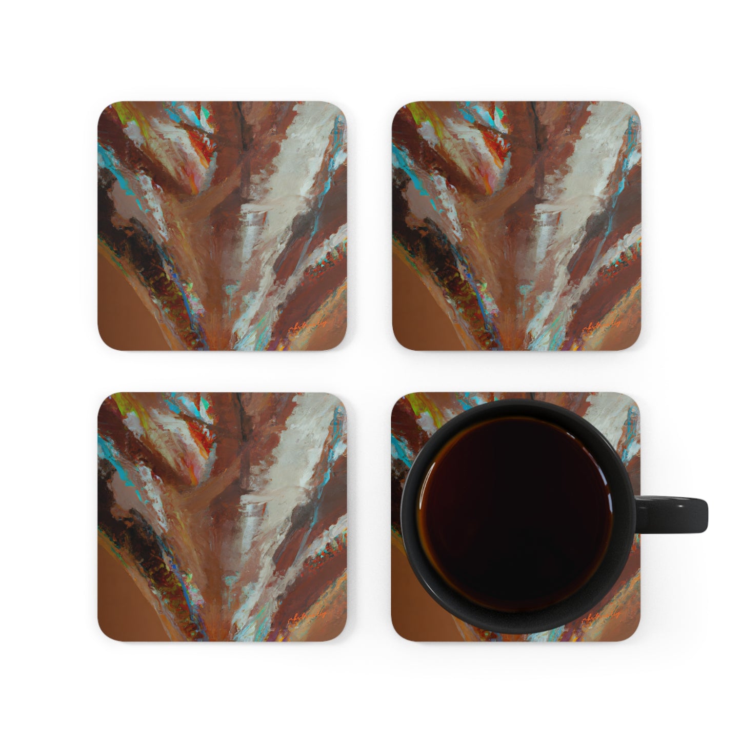 Quantum Glitter Crystal - Magnesium, Abstractly - Corkwood Coaster Set of 4