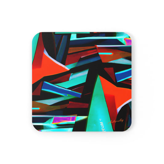 Betty Hawking - Friction Force, Abstractly - Corkwood Coaster Set of 4