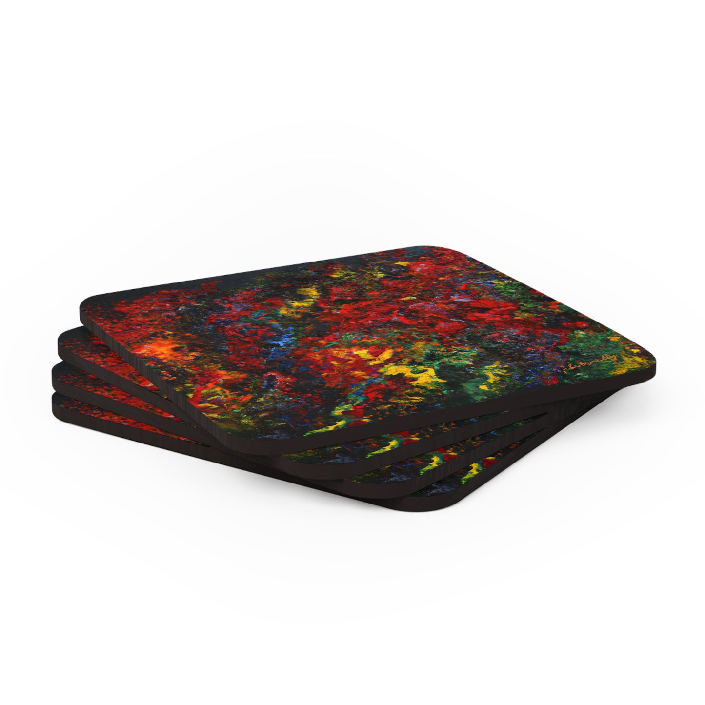 Frostfire Neonium - Chemistry, Abstractly - Corkwood Coaster Set of 4