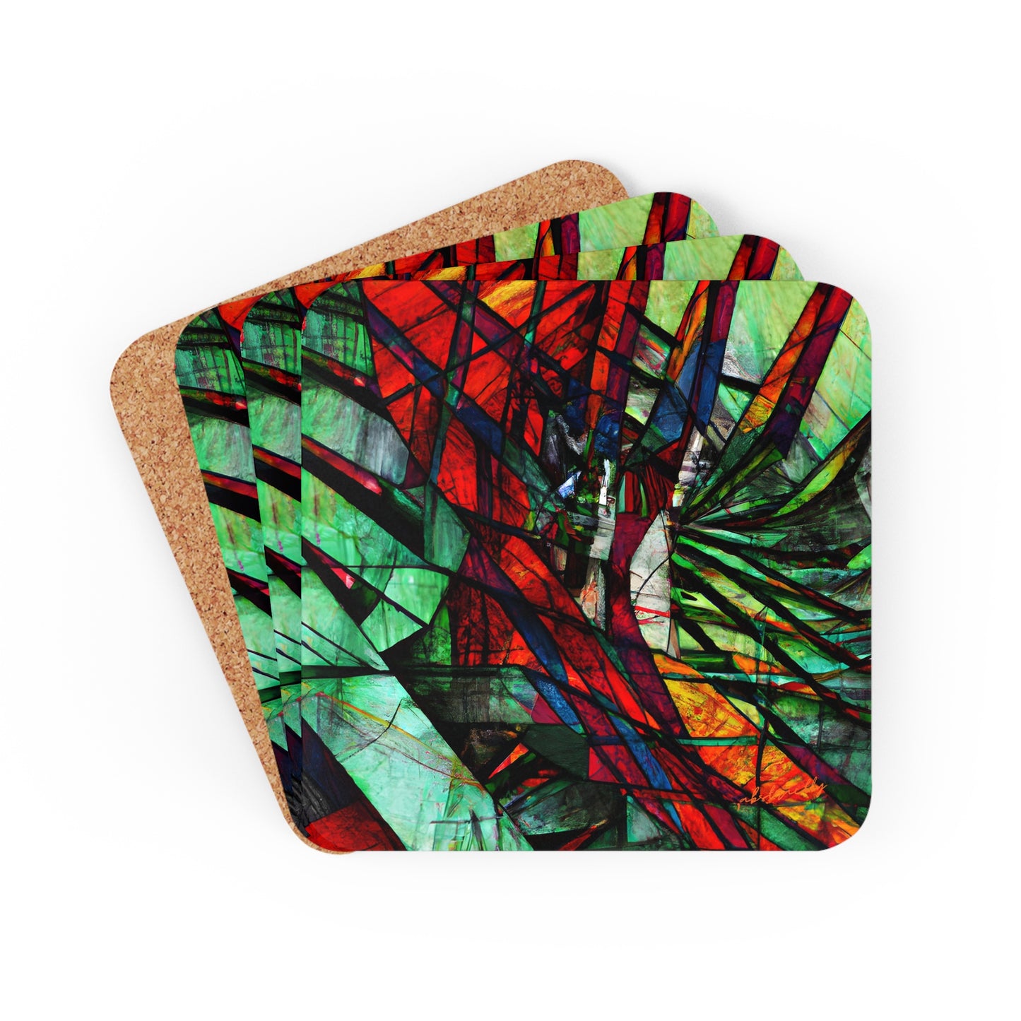 Nora Blythe - Gravity Force, Abstractly - Corkwood Coaster Set of 4