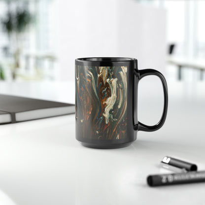 Hovenite Crystalline Matrix - Chemistry, Abstractly - Black Ceramic Mug 15oz