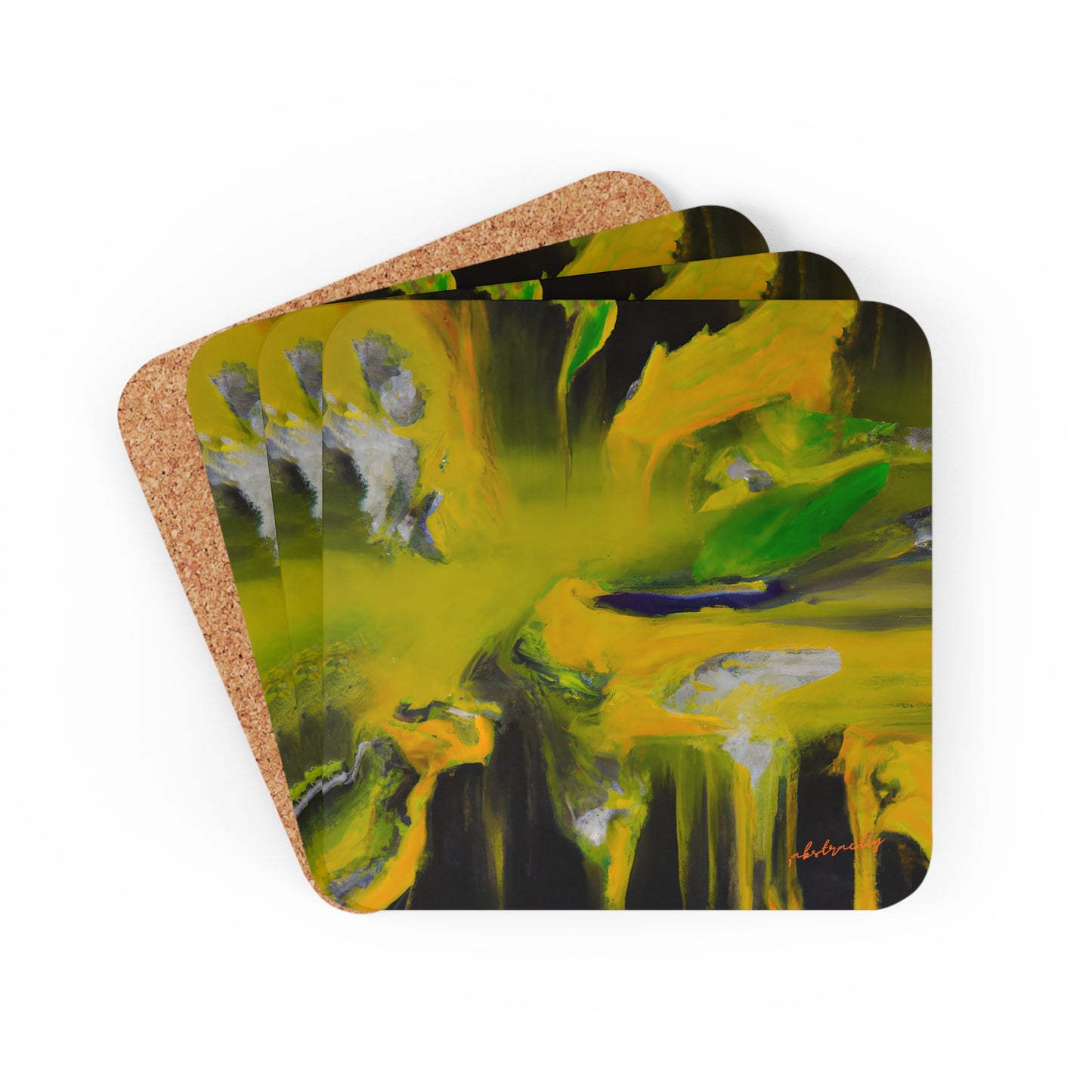 Quantum Crystalline Flux - Chemistry, Abstractly - Corkwood Coaster Set of 4