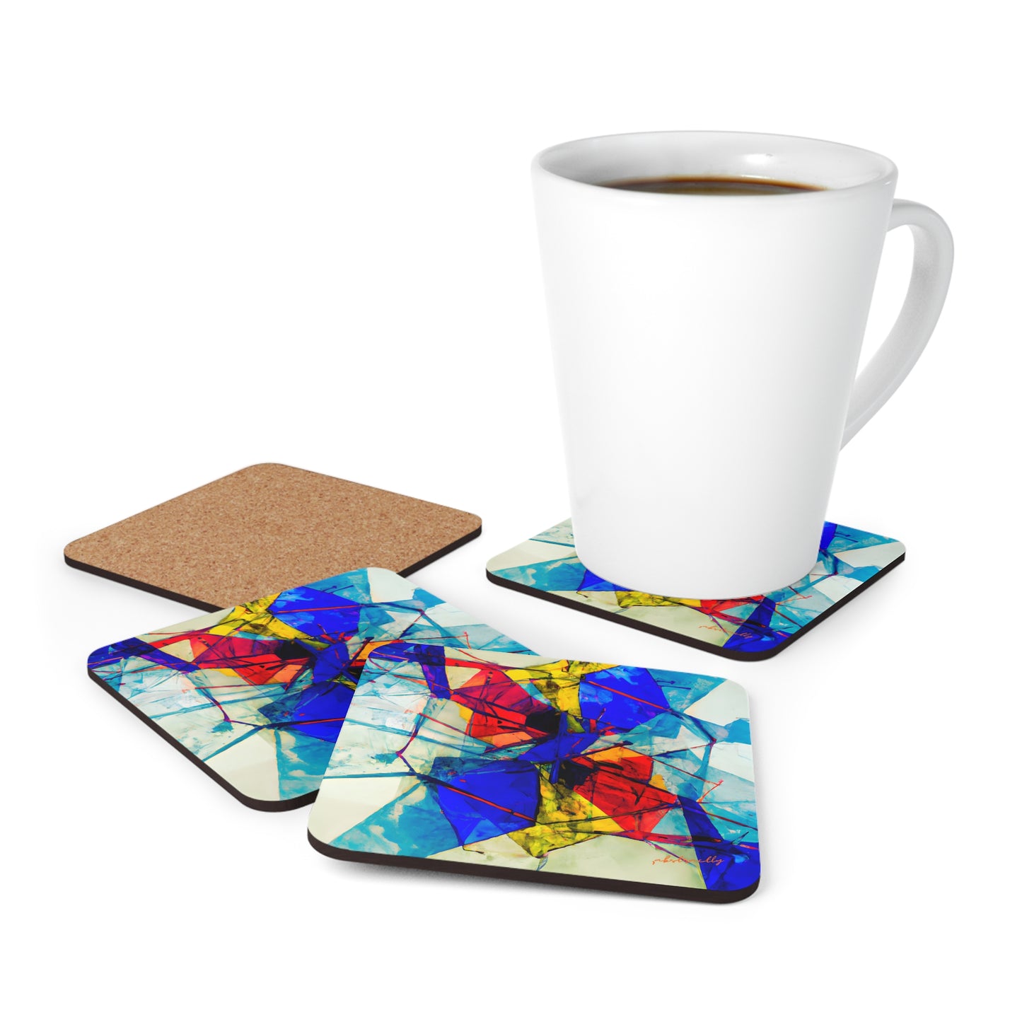 Geraldine Hallsworth - Tension Force, Abstractly - Corkwood Coaster Set of 4