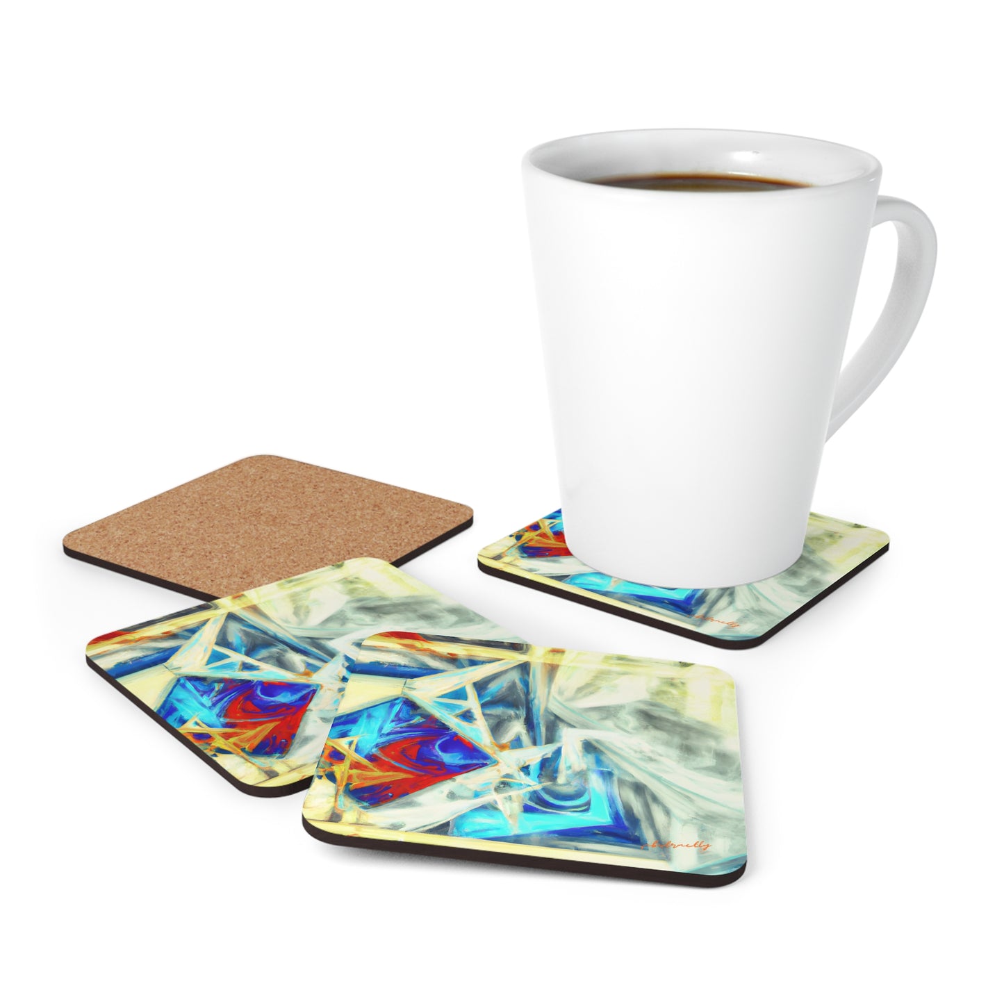 Clarissa Bohm - Electromagnetic Force, Abstractly - Corkwood Coaster Set of 4