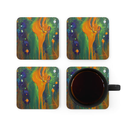 Quantum Sapphire Element - Chemistry, Abstractly - Corkwood Coaster Set of 4