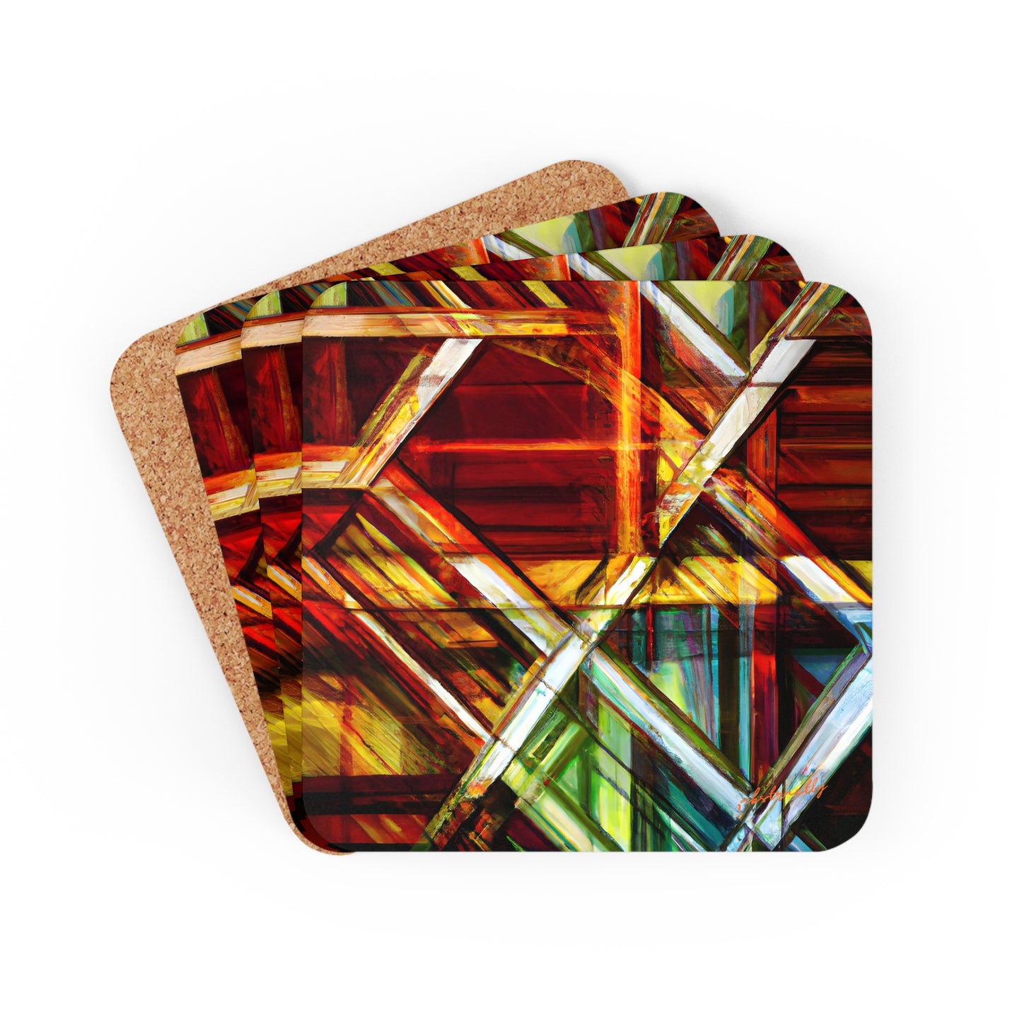 Aurelia Reynolds - Applied Force, Abstractly - Corkwood Coaster Set of 4