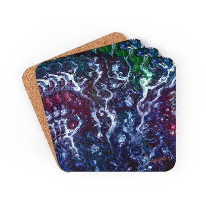 Violet Emission Oxide - Chemistry, Abstractly - Corkwood Coaster Set of 4