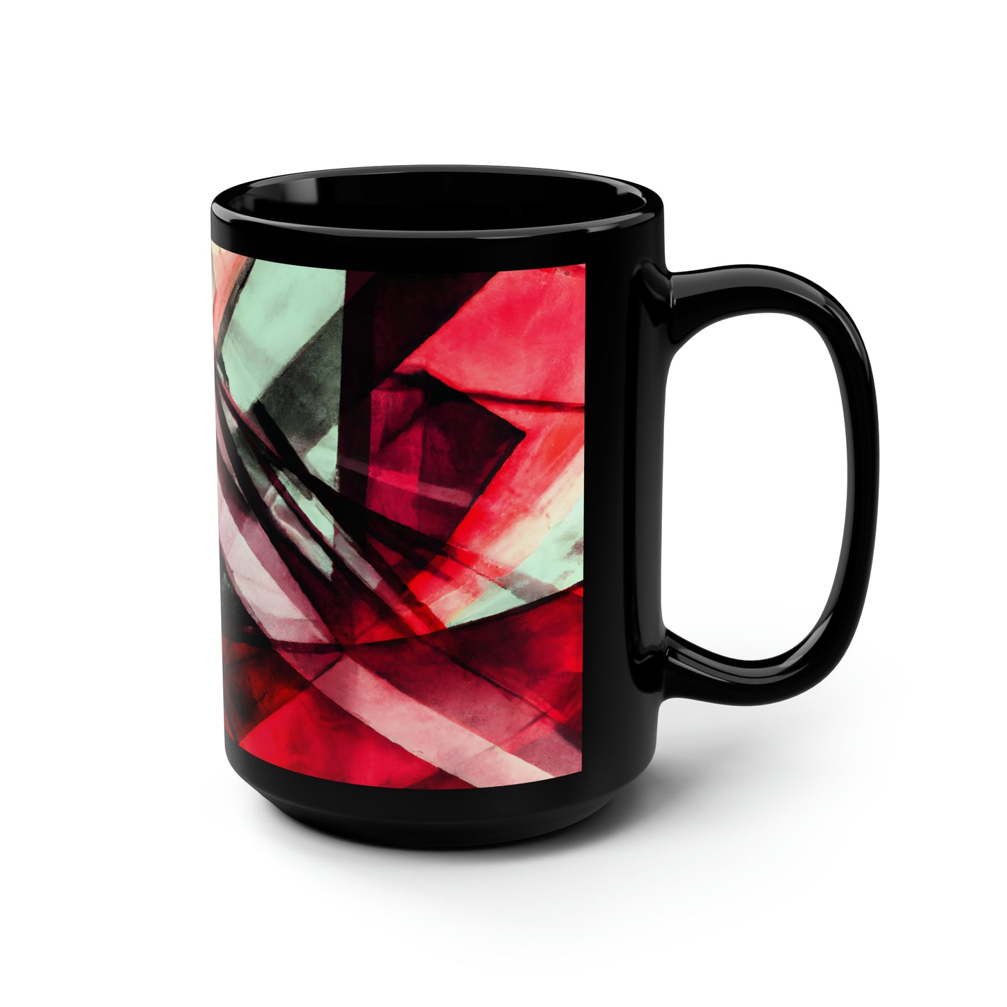 Phyllis Gallagher - Applied Force, Abstractly - Black Ceramic Mug 15oz