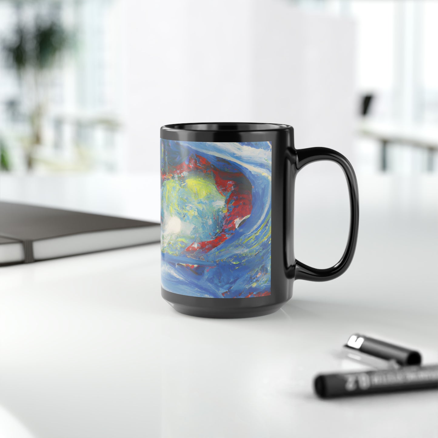 Tritium Firestone - Chemistry, Abstractly - Black Ceramic Mug 15oz