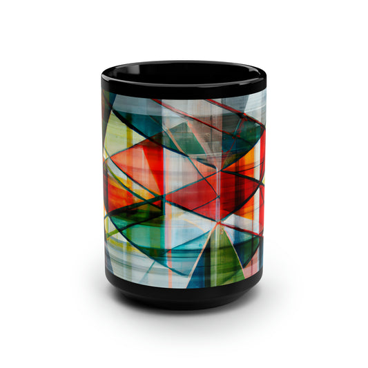 Lillian Czerny - Friction Force, Abstractly - Black Ceramic Mug 15oz