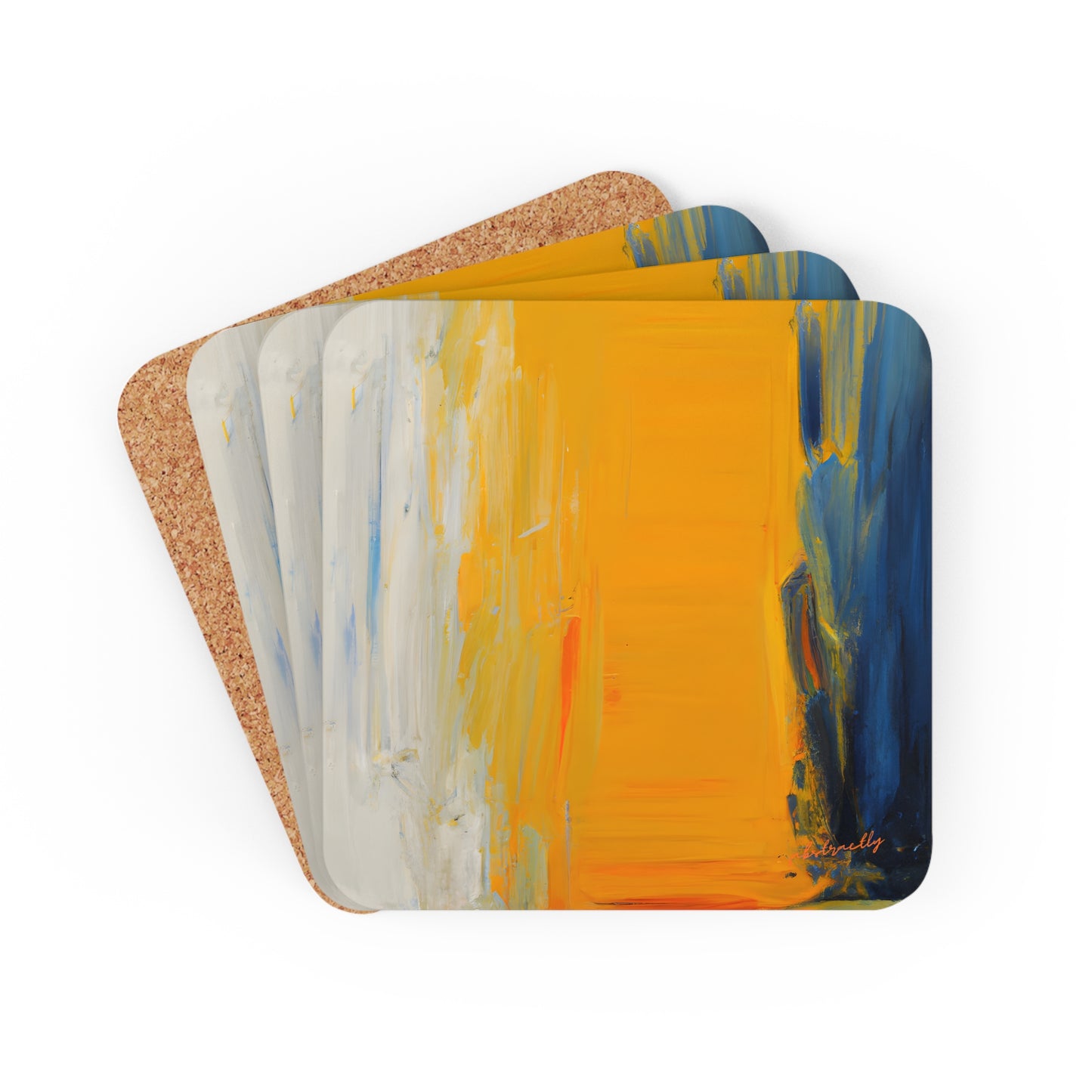 Pixeo Compound - Scandium, Abstractly - Corkwood Coaster Set of 4