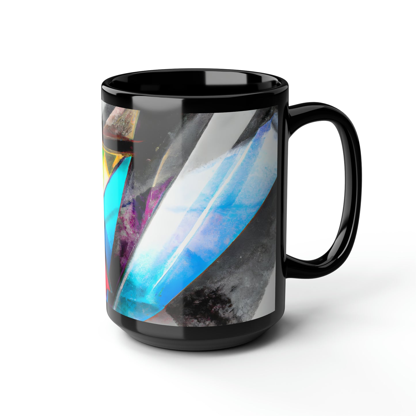 Silvia Pennington - Applied Force, Abstractly - Black Ceramic Mug 15oz