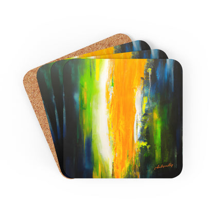 Aetherium Oxide - Fluorine, Abstractly - Corkwood Coaster Set of 4