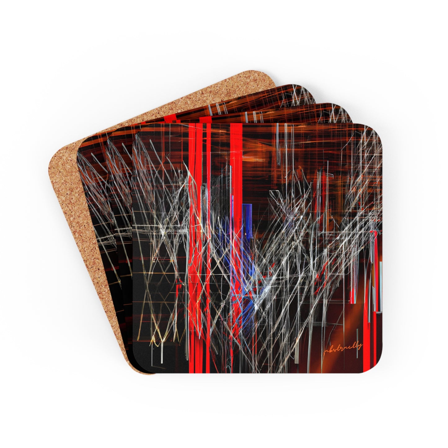 Walter Kleinberg - Strong Force, Abstractly - Corkwood Coaster Set of 4