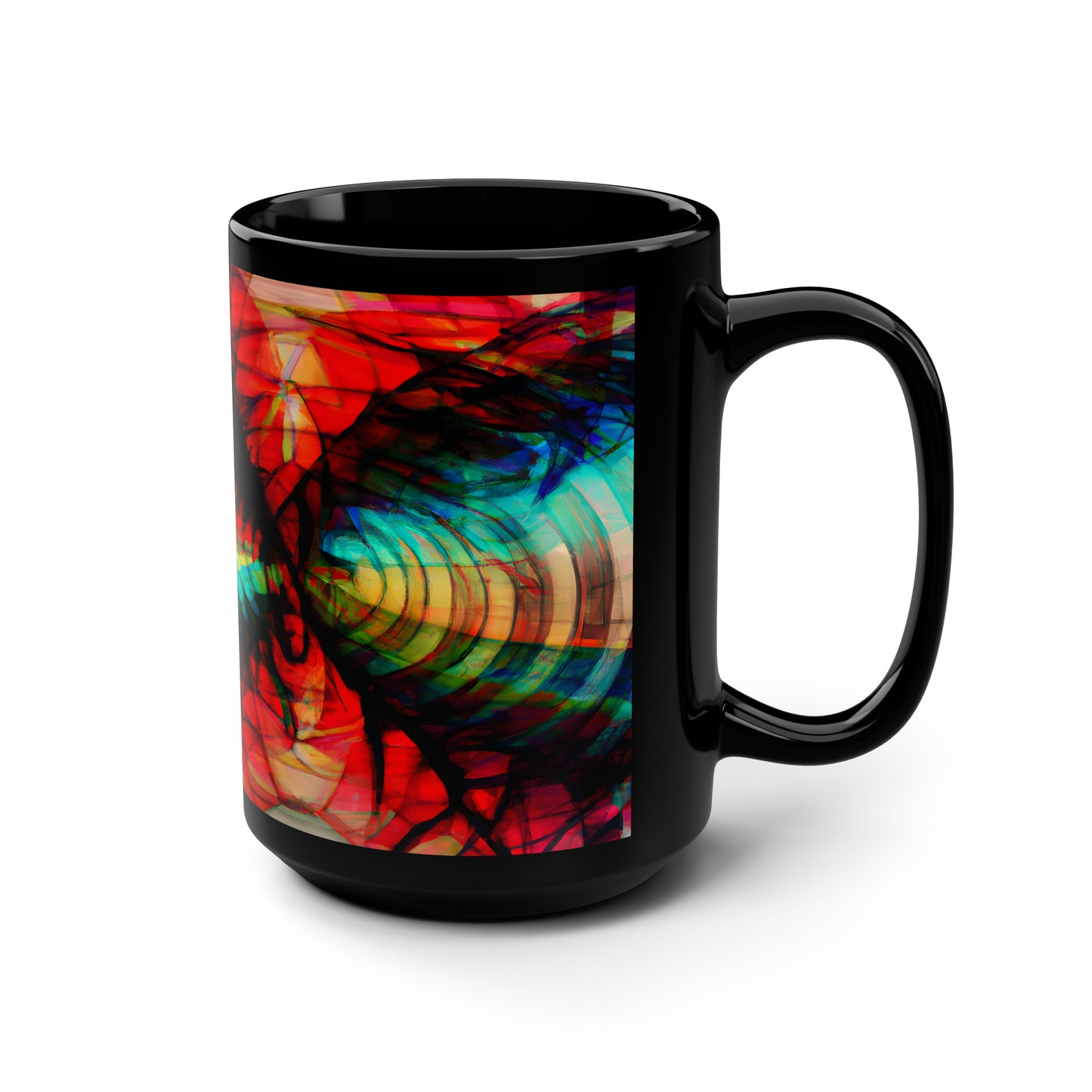 Yulia Sparks - Electromagnetic Force, Abstractly - Black Ceramic Mug 15oz