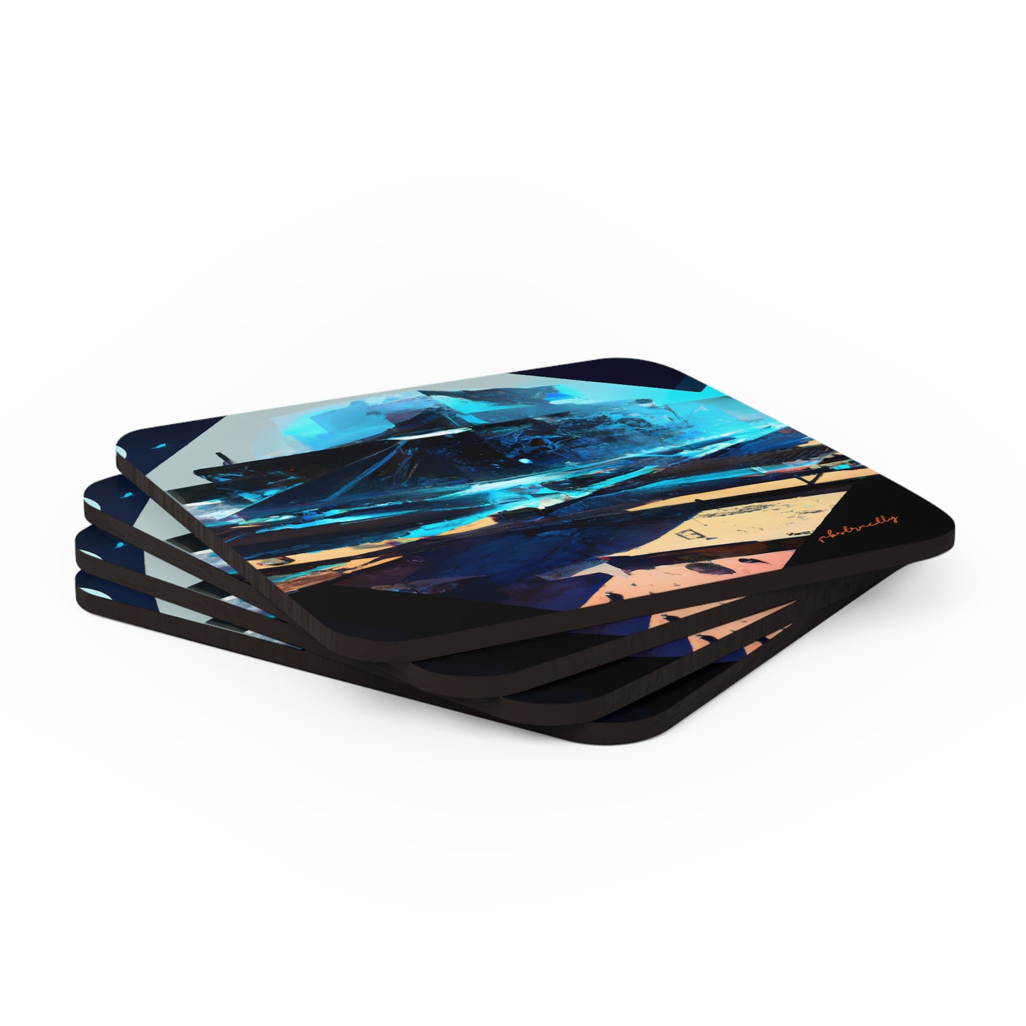 Glacier Capital - Interest, Abstractly - Corkwood Coaster Set of 4