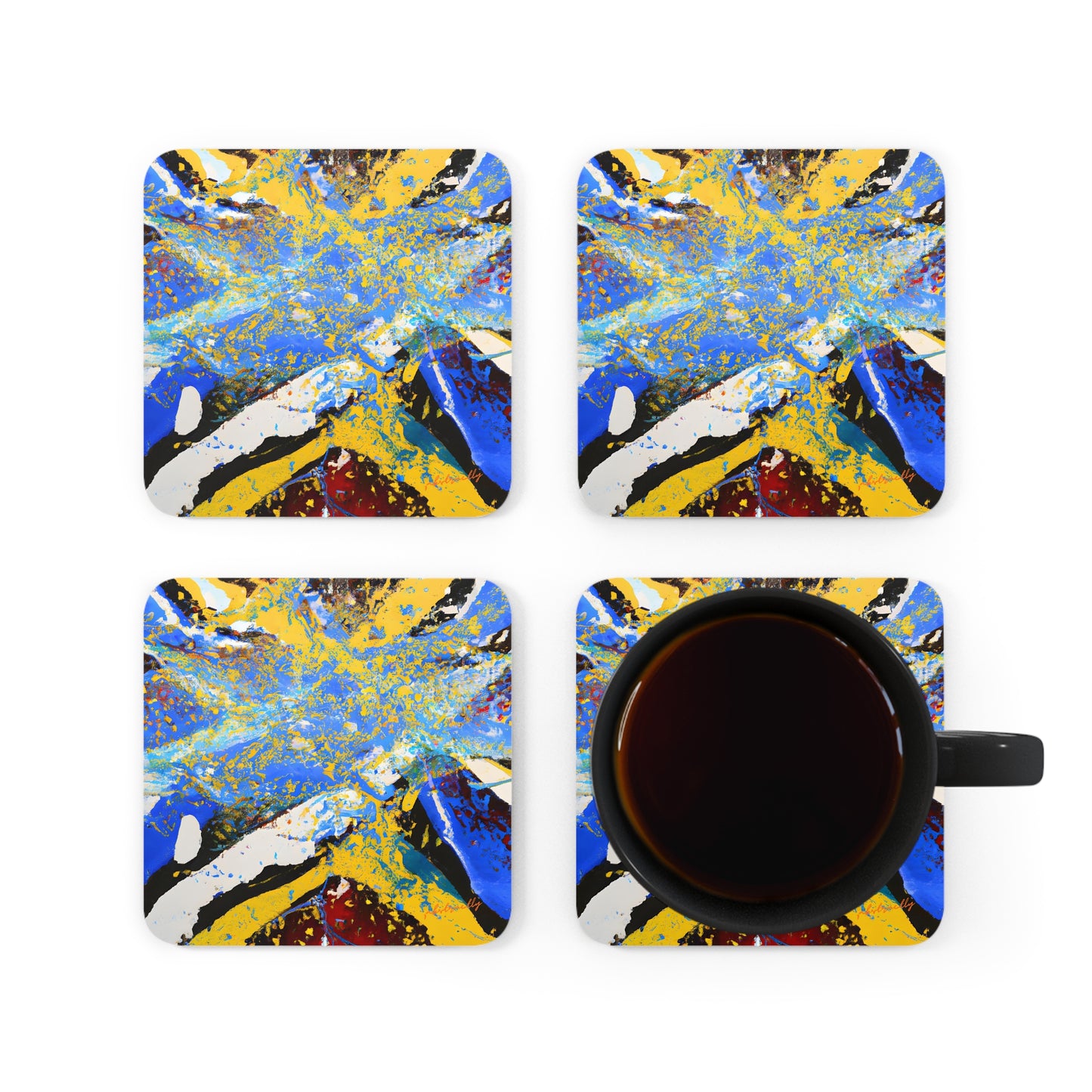 Petrivnium Oxide - Chemistry, Abstractly - Corkwood Coaster Set of 4